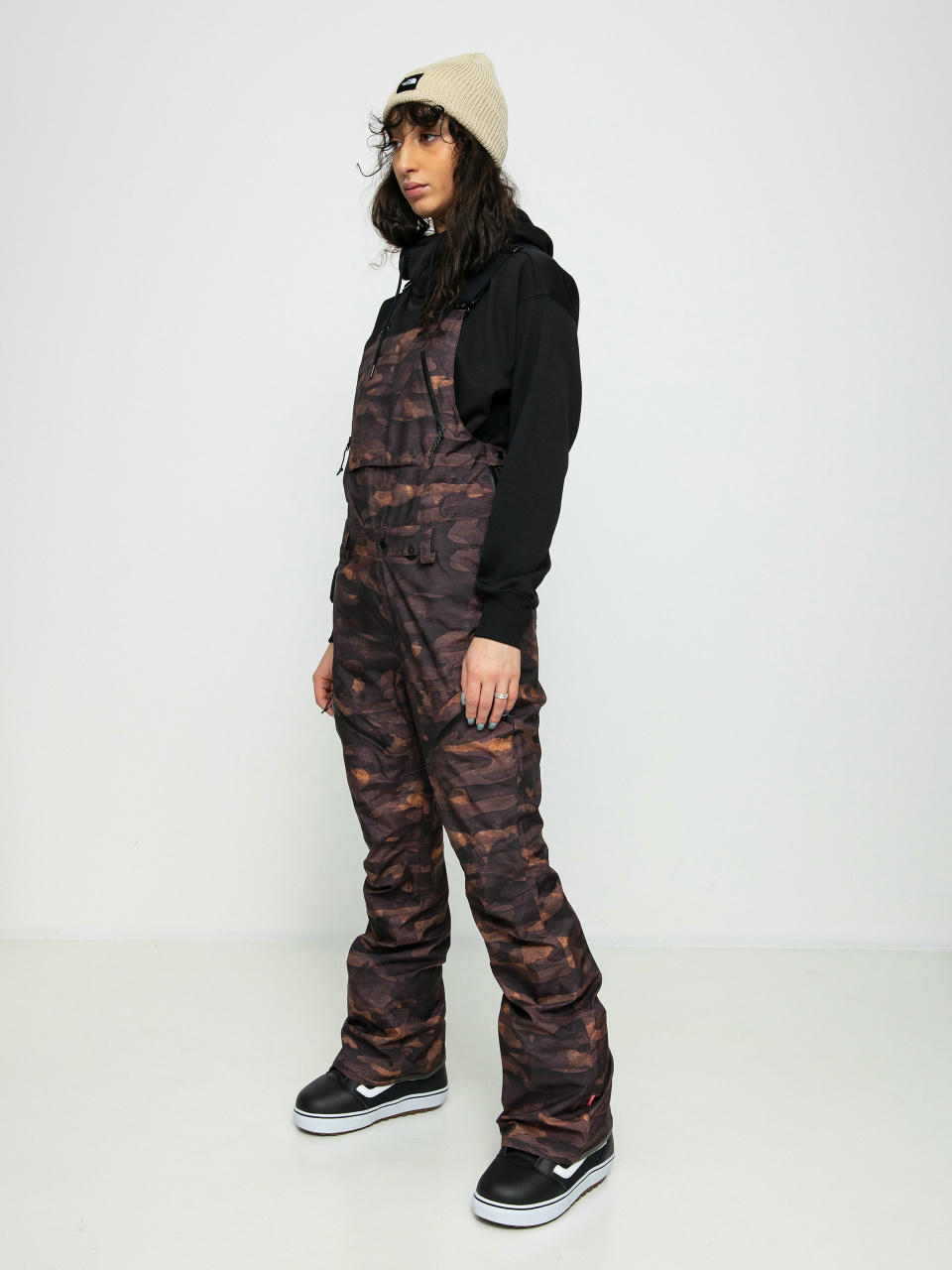 Snowboardové nohavice Volcom Elm Stretch Gore Bib Overall Wmn (dusk camo)