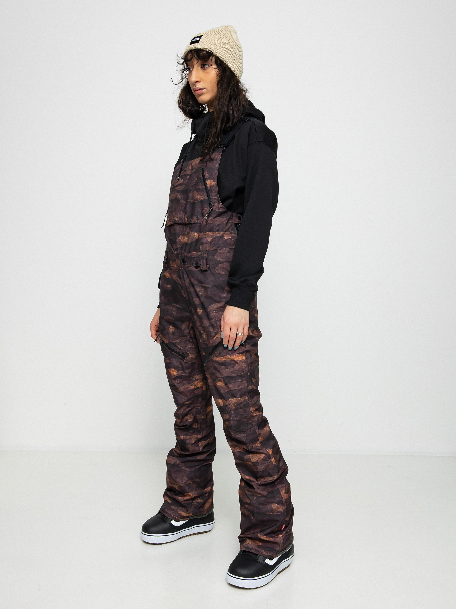 Dámske Snowboardové nohavice Volcom Elm Stretch Gore Bib Overall (dusk camo)