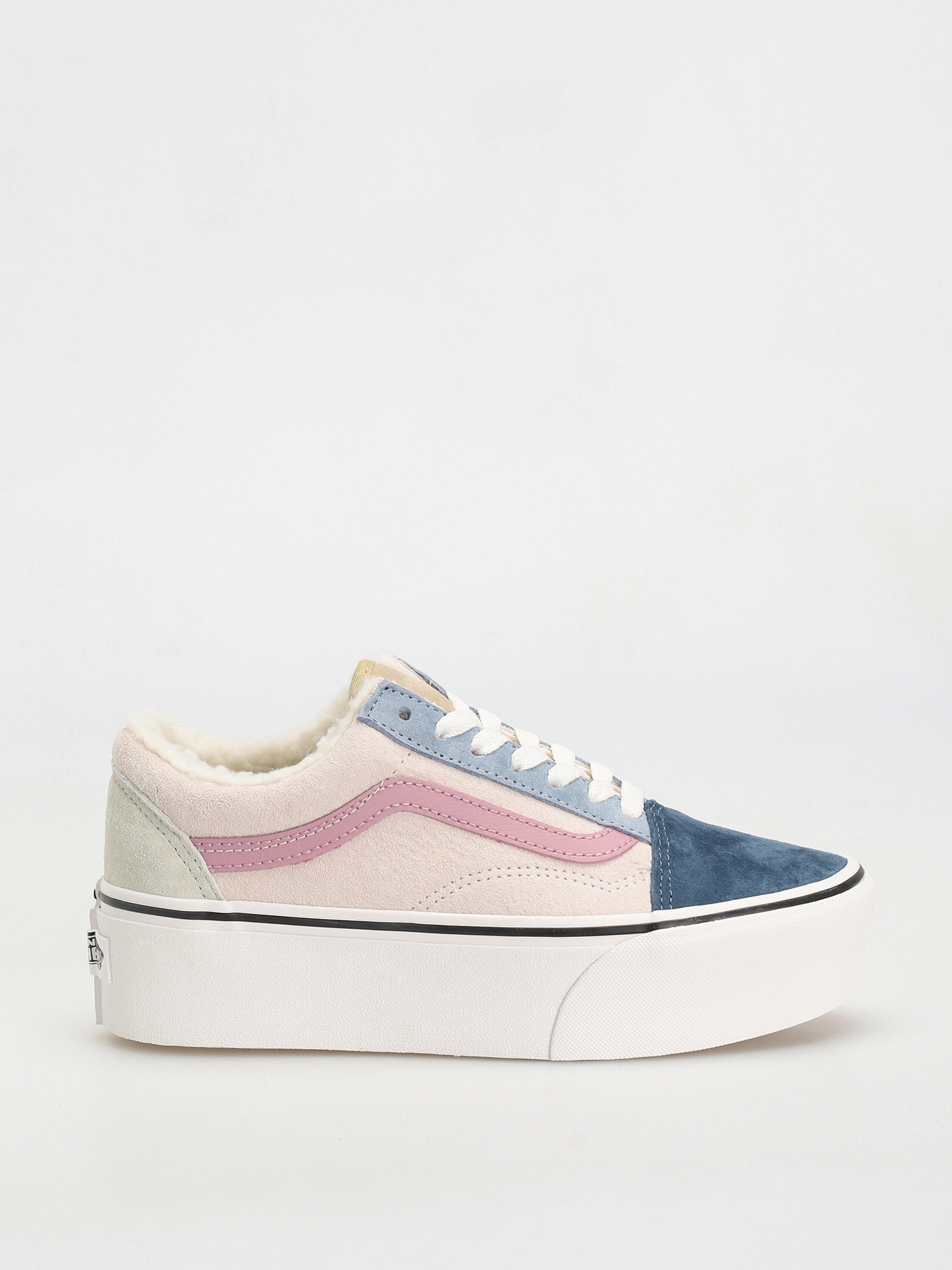 Topánky Vans Old Skool Stackform (pig suede/sherpa multi color)