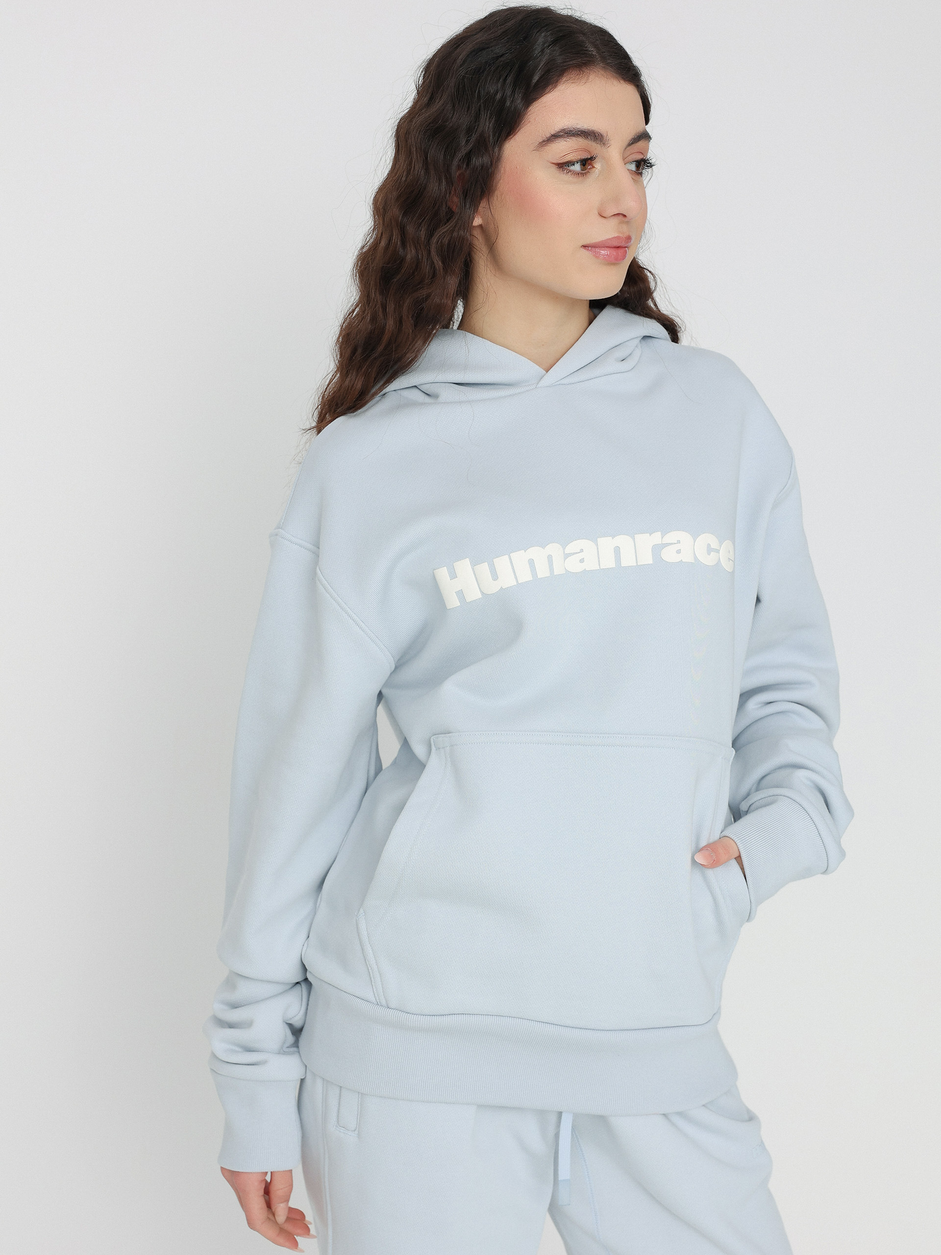 Mikina s kapucňou adidas Originals Pharrell Williams Basics HD Wmn (halblu)