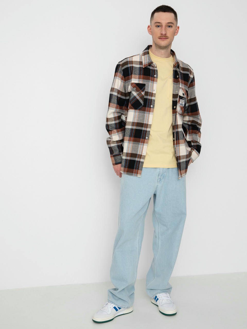 Košeľa Brixton Coors Pow Bowery Flannel Ls (river blue/off white)