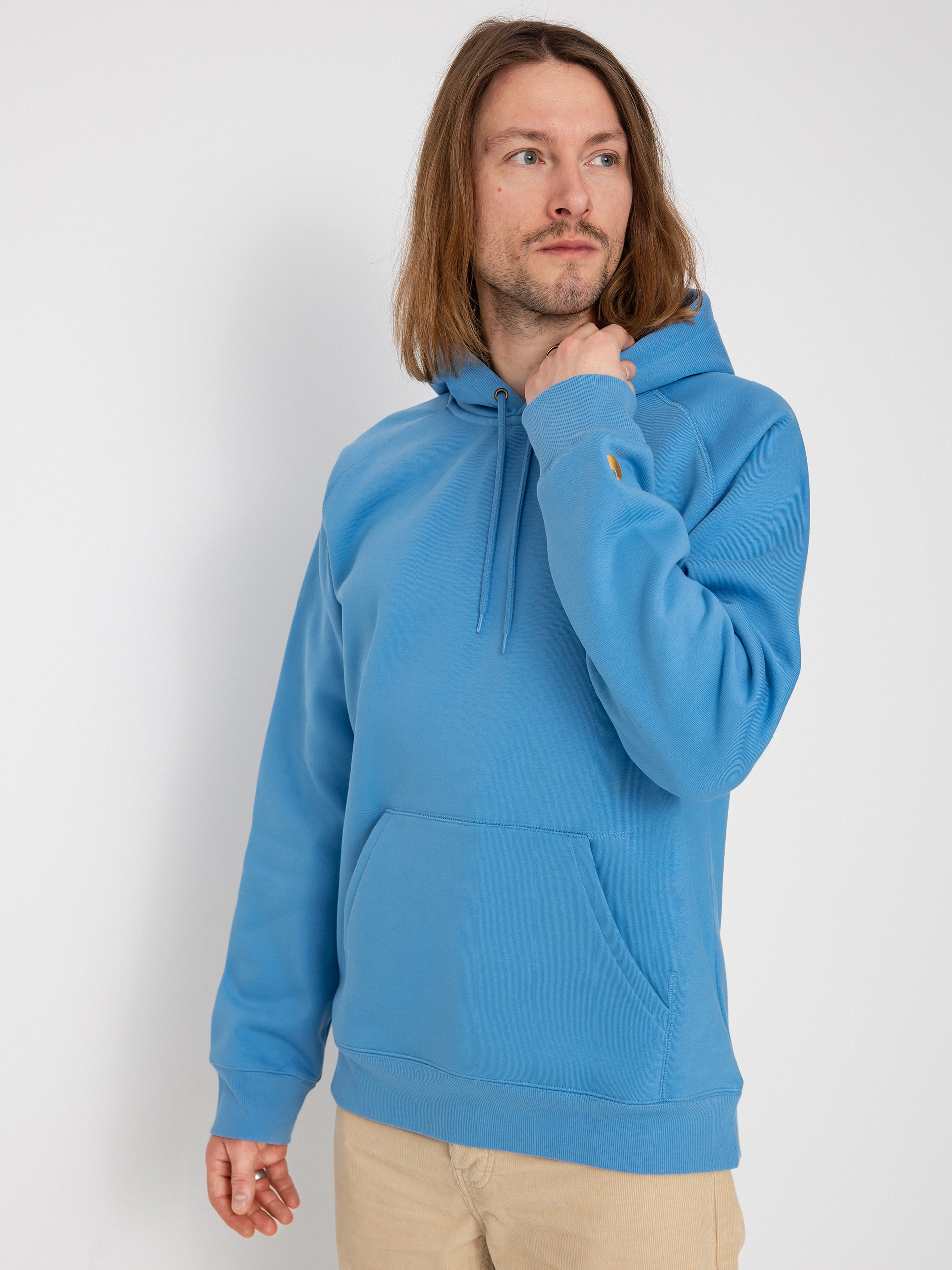 Mikina s kapucňou Carhartt WIP Chase HD (piscine/gold)