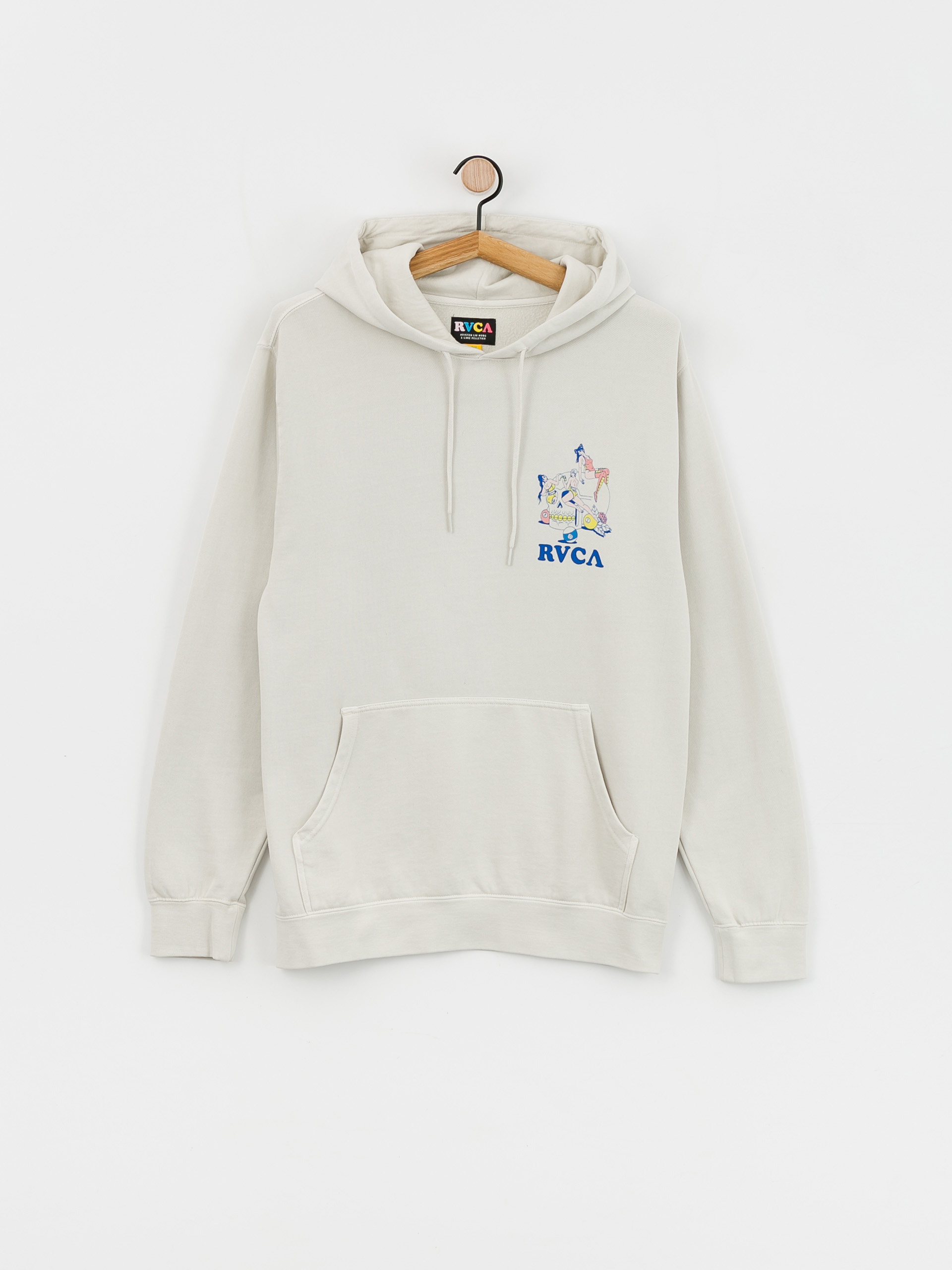 Mikina s kapucňou RVCA Skull Club HD (silver bleach)