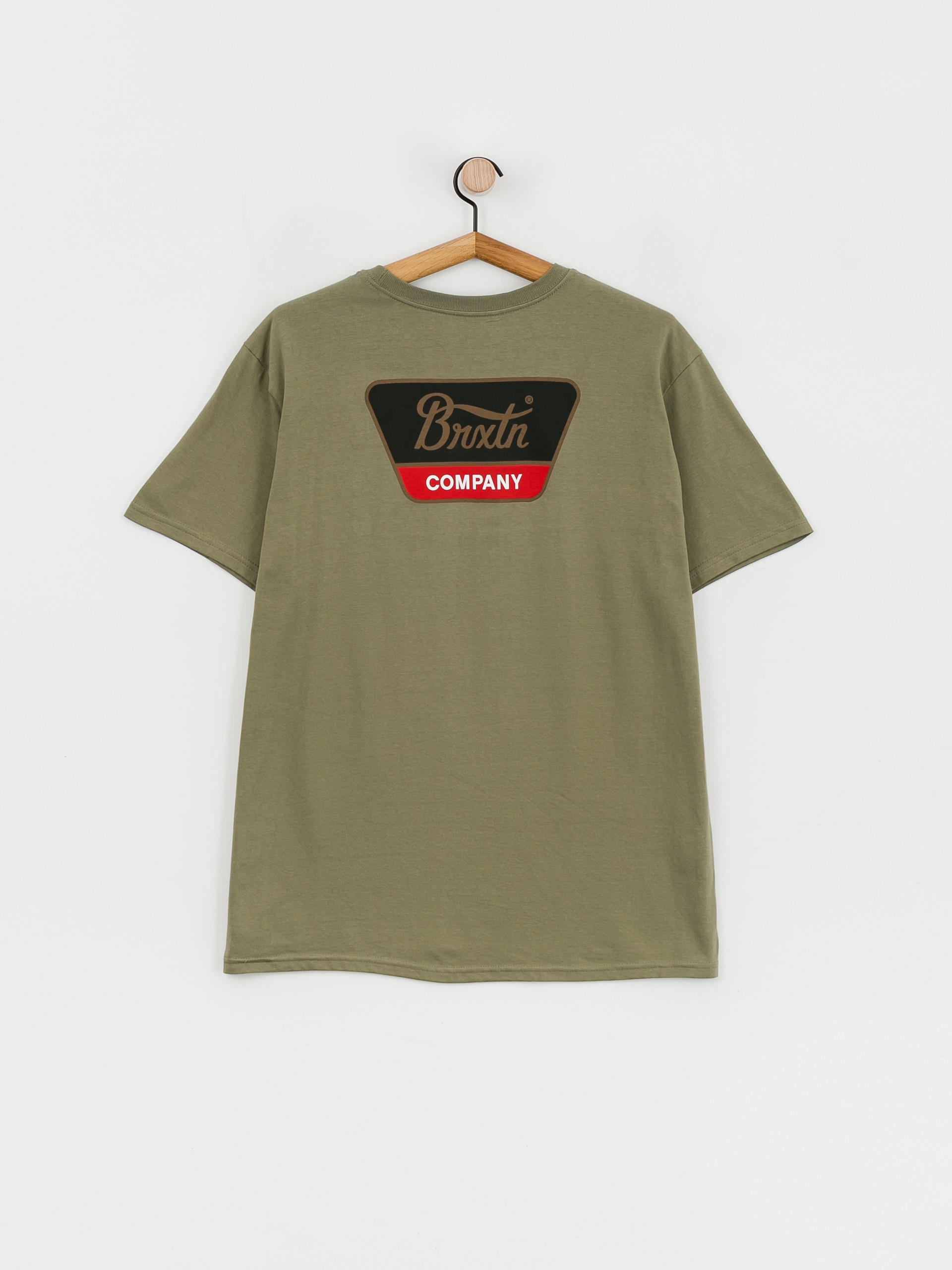 Tričko Brixton Linwood (olive surplus/gold/aloha red)