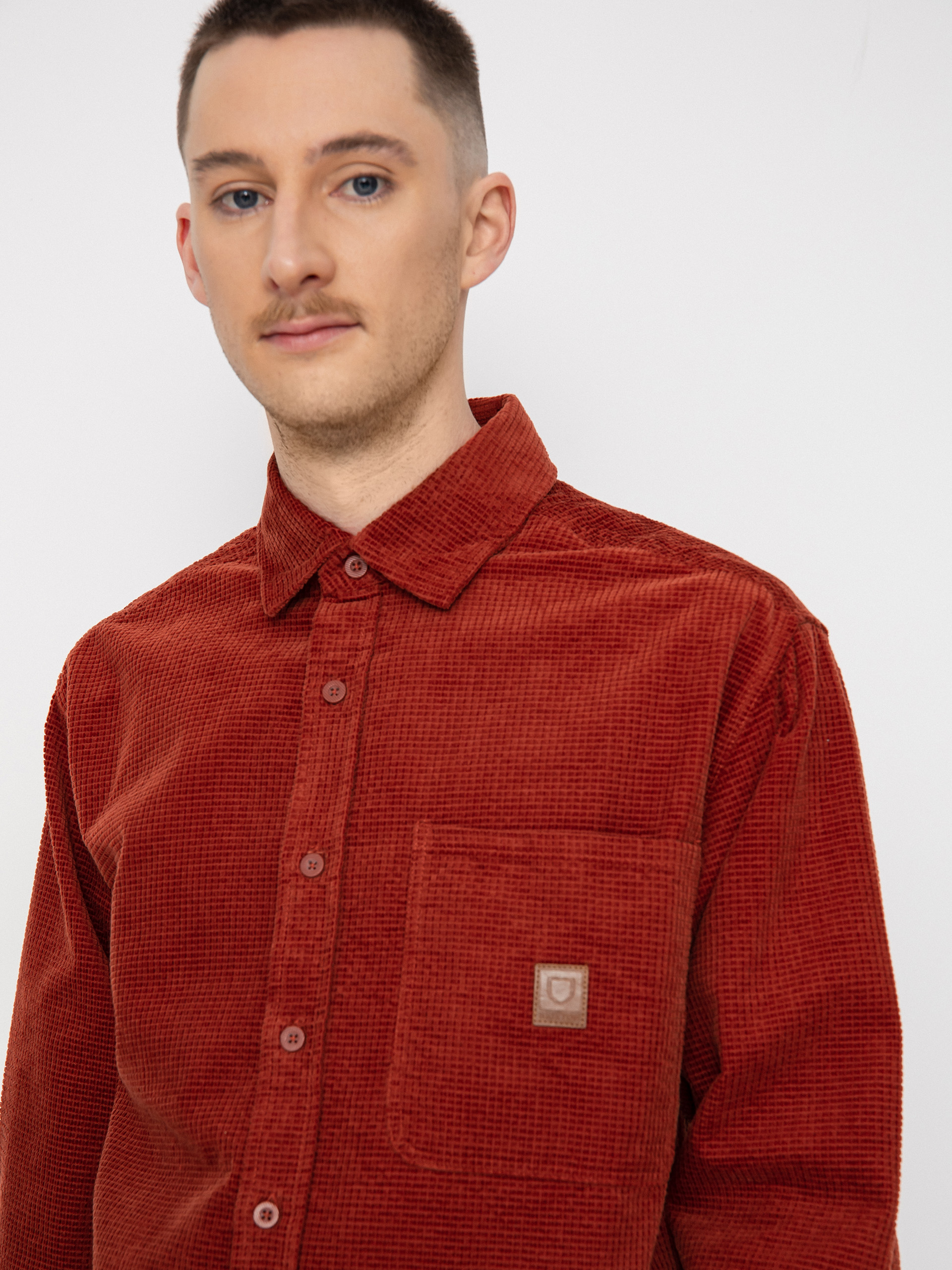 Košeľa Brixton Porter Waffle Corduroy Ls (burnt henna)