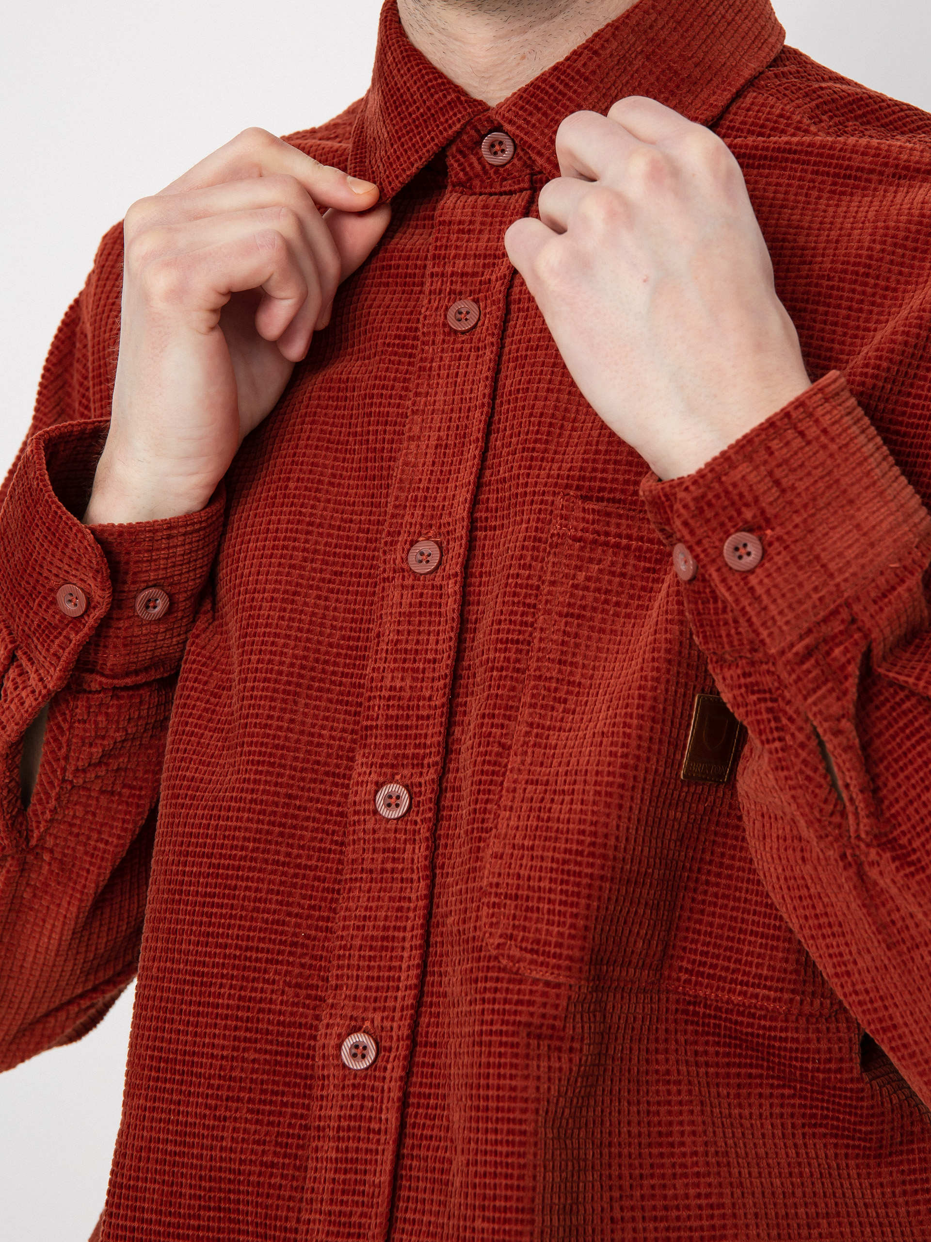 Košeľa Brixton Porter Waffle Corduroy Ls (burnt henna)