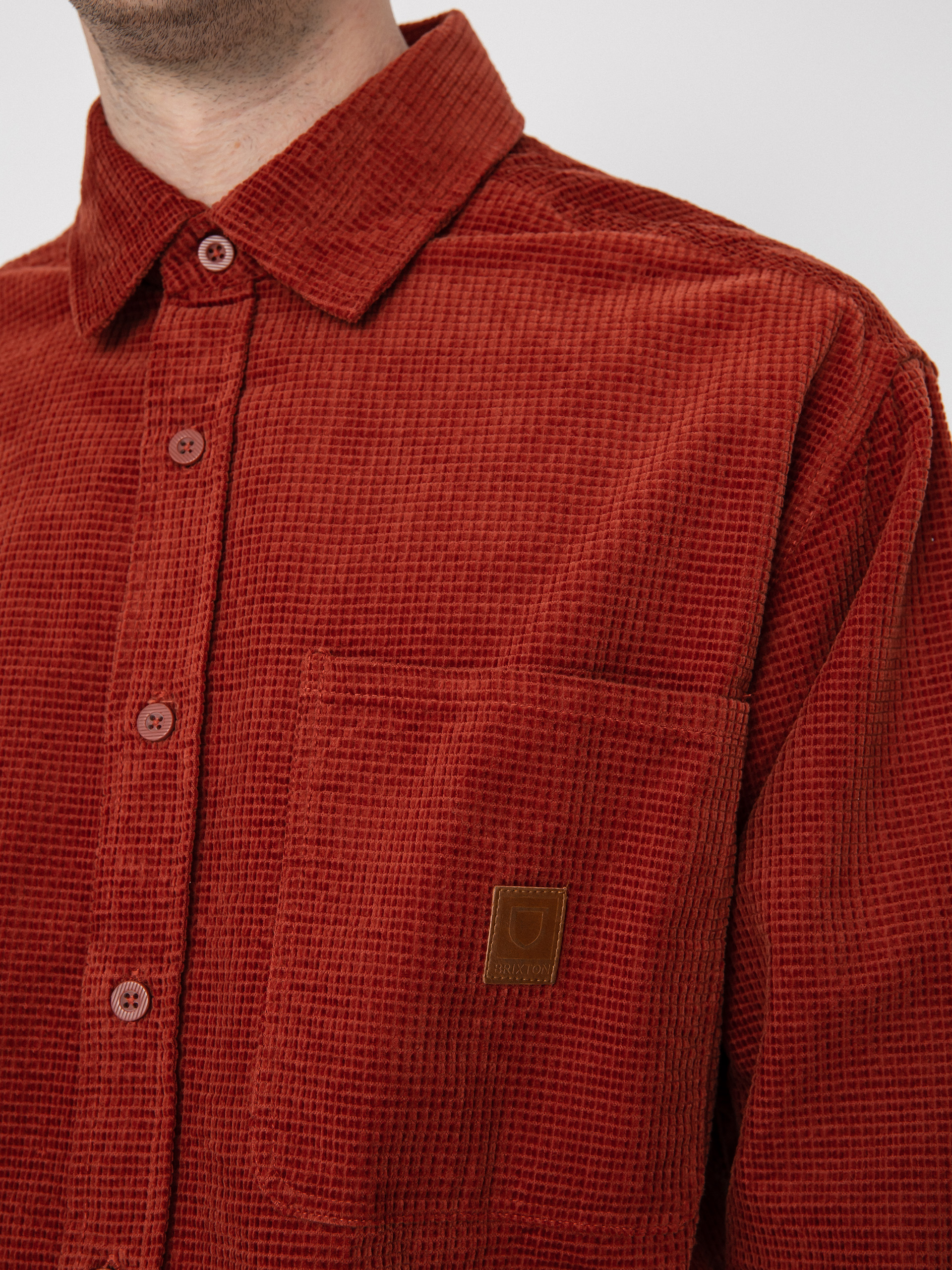 Košeľa Brixton Porter Waffle Corduroy Ls (burnt henna)