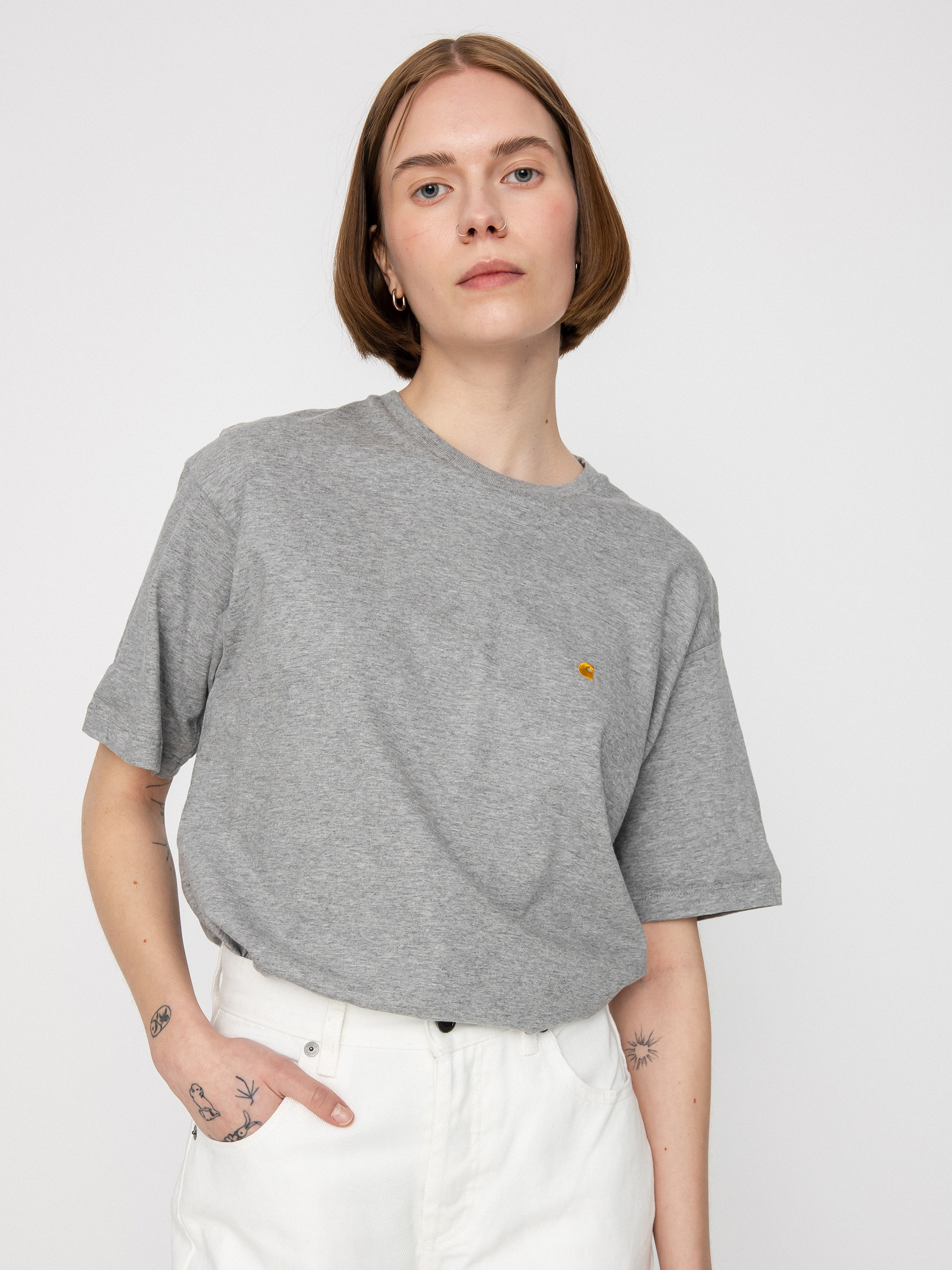 Tričko Carhartt WIP Chase Wmn (grey heather/gold)