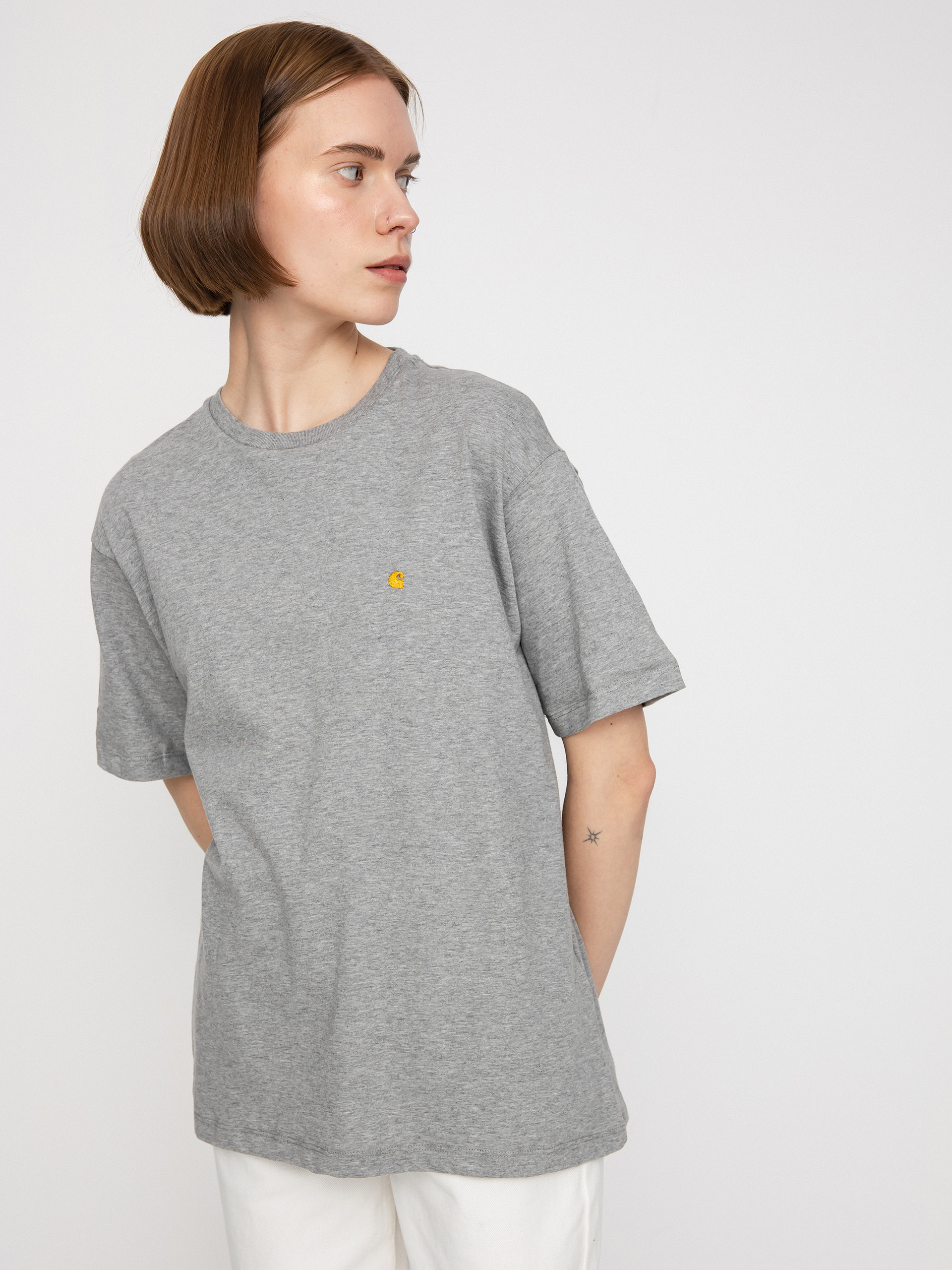 Tričko Carhartt WIP Chase Wmn (grey heather/gold)