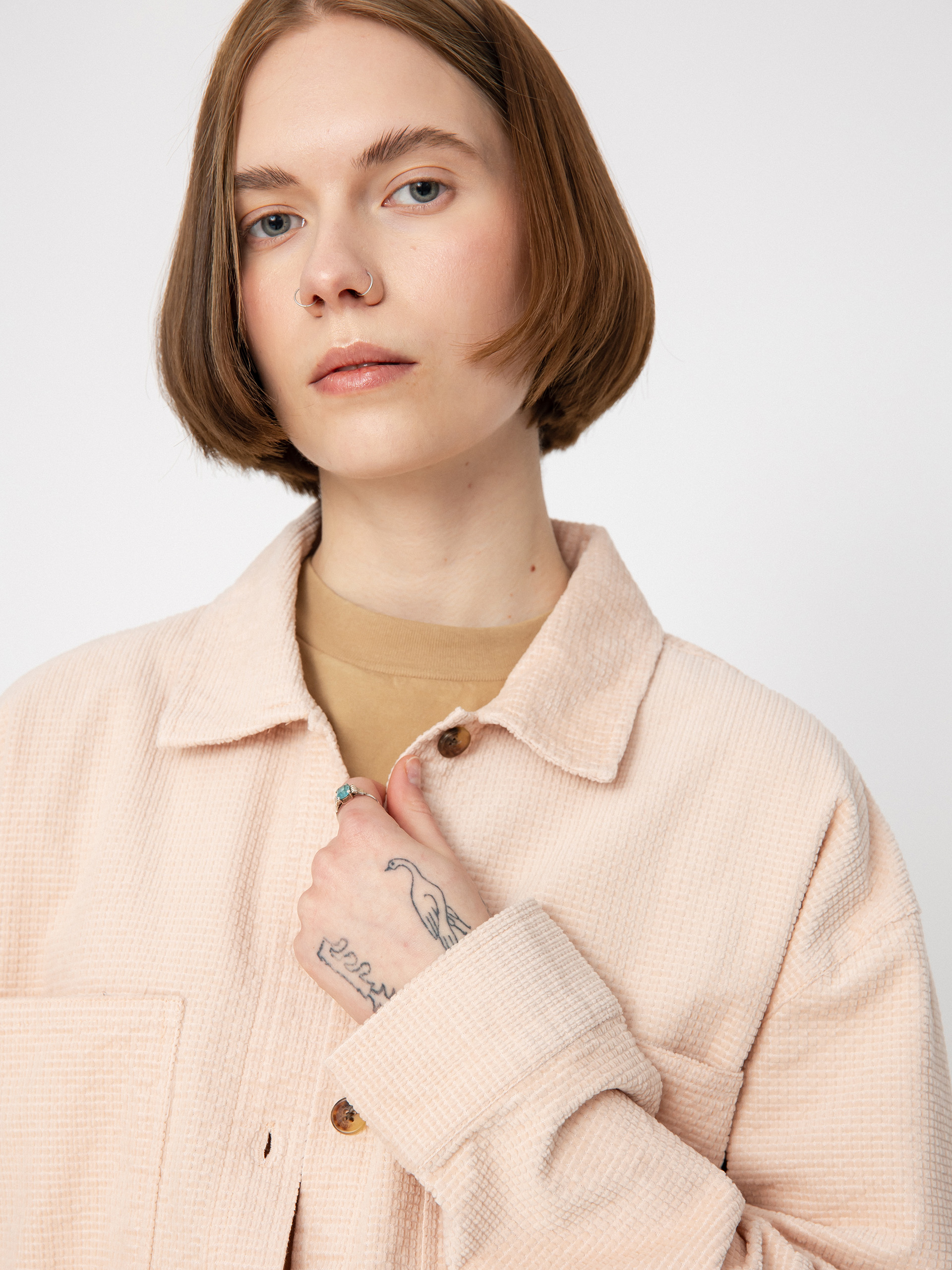 Košeľa Brixton Dundee Corduroy Overshirt Wmn (rose dust)