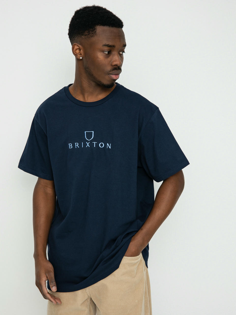 Tričko Brixton Alpha Thread (washed navy/pacific blue)