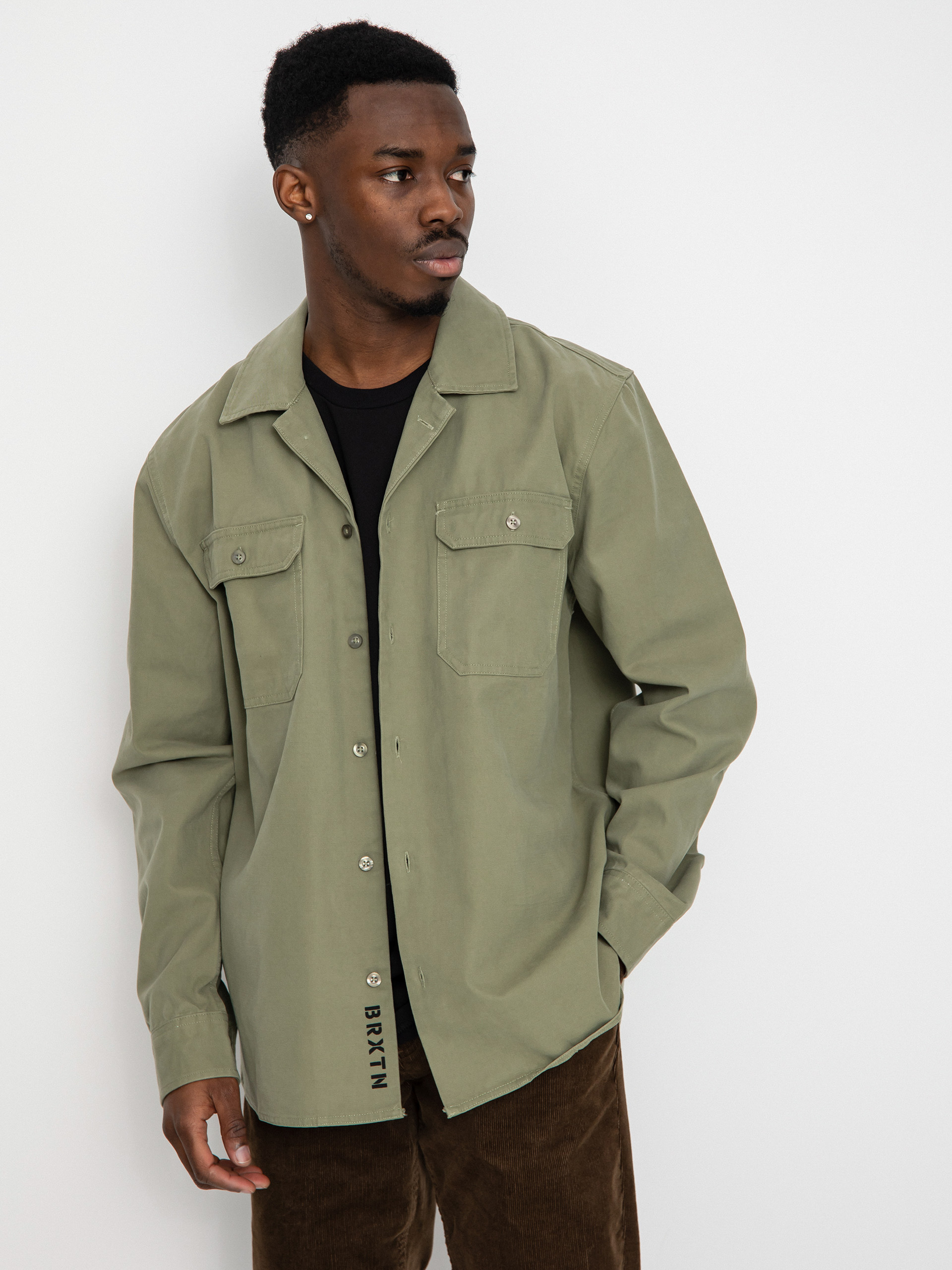 Košeľa Brixton Bowery Surplus Overshirt Ls (olive surplus)