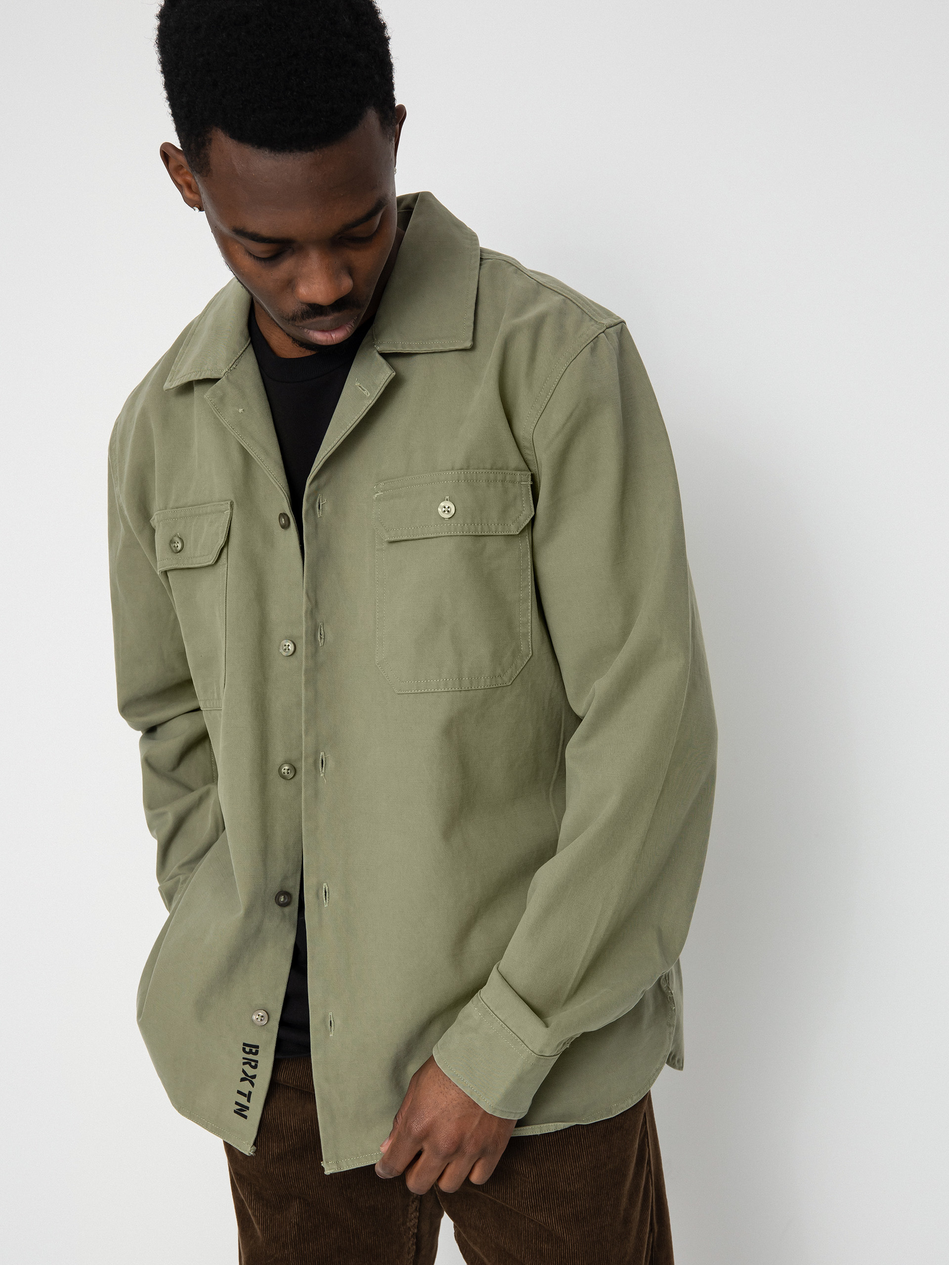 Košeľa Brixton Bowery Surplus Overshirt Ls (olive surplus)