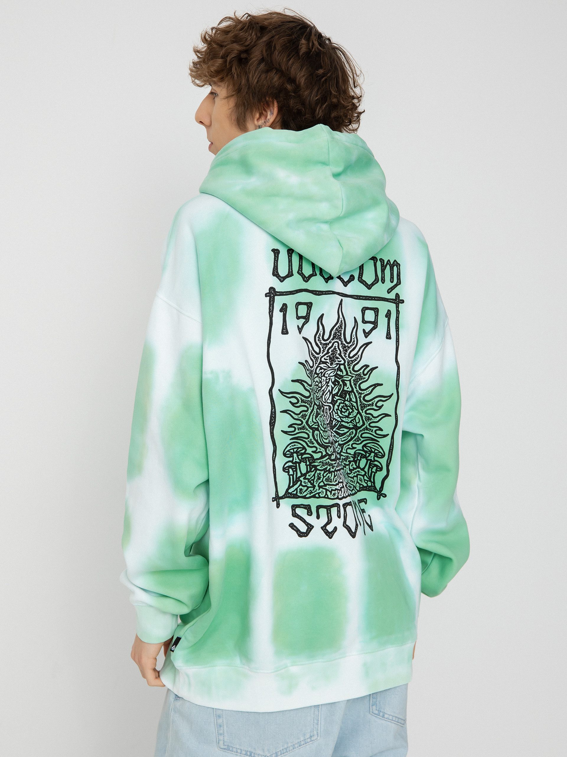 Mikina s kapucňou Volcom Trippin Dye HD (bottle green)