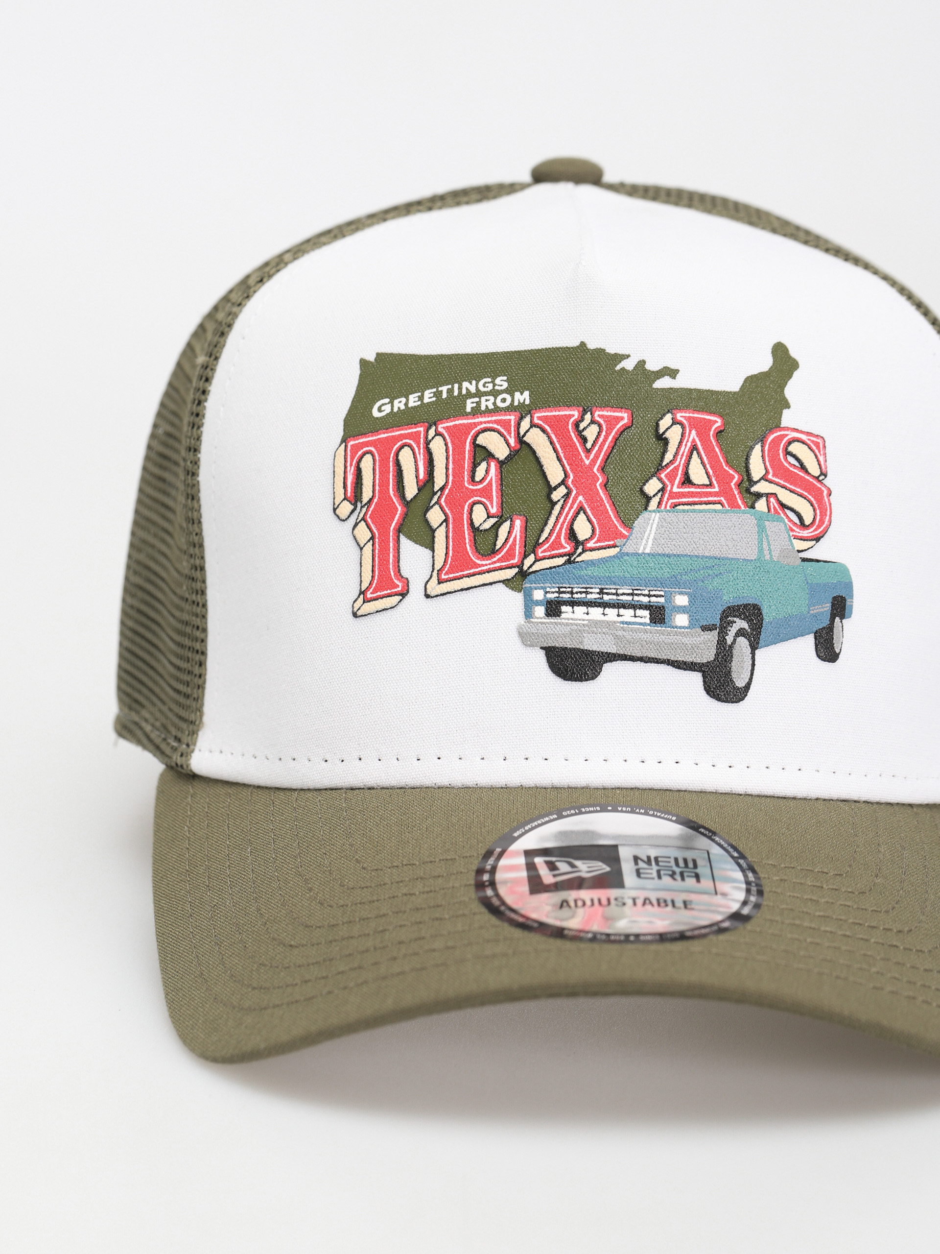 Šiltovka New Era US State Wordmark Trucker (olive/white)