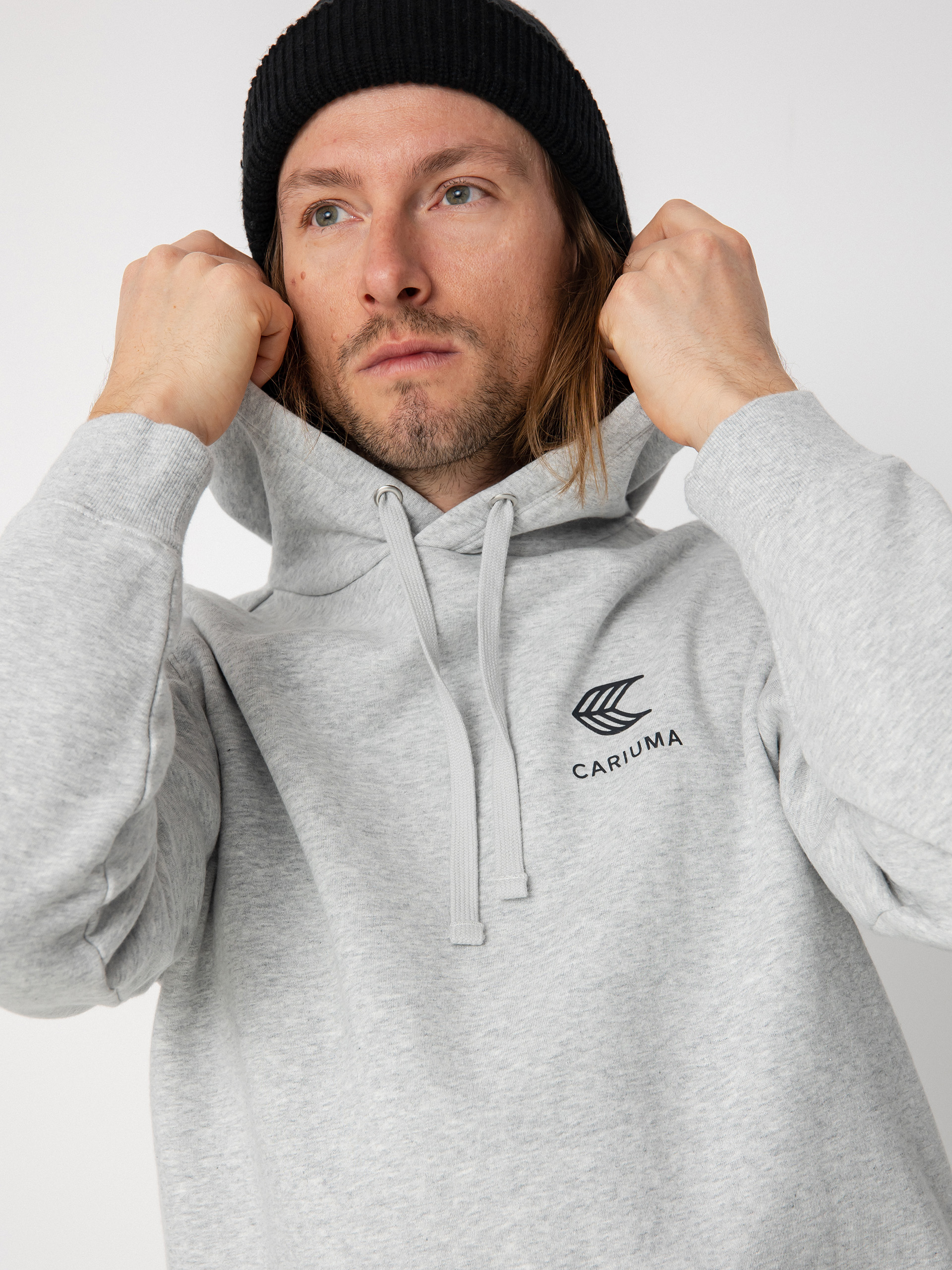 Mikina s kapucňou Cariuma Logo HD (melange grey)