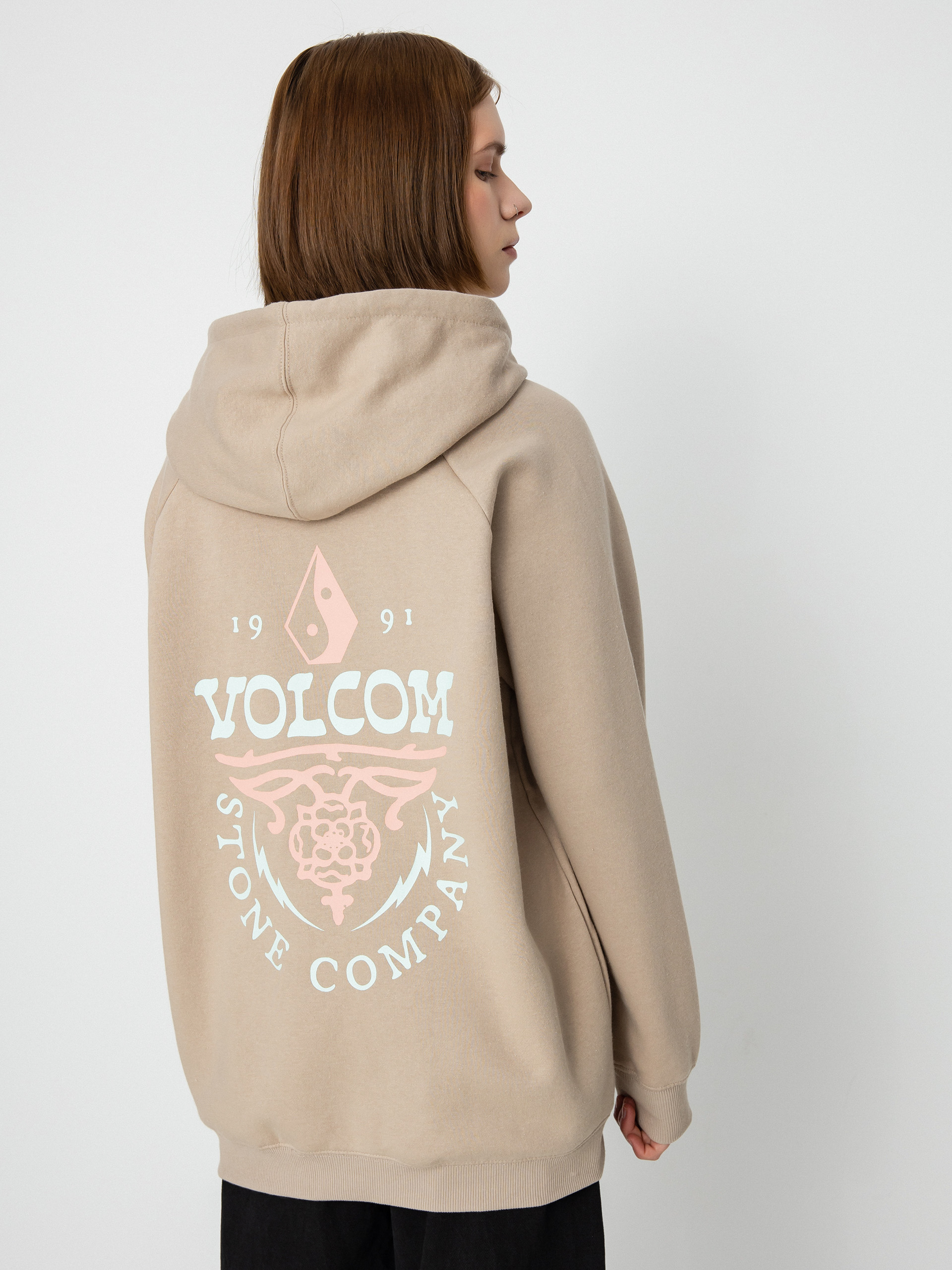 Mikina s kapucňou Volcom Truly Stoked Bf HD Wmn (taupe)