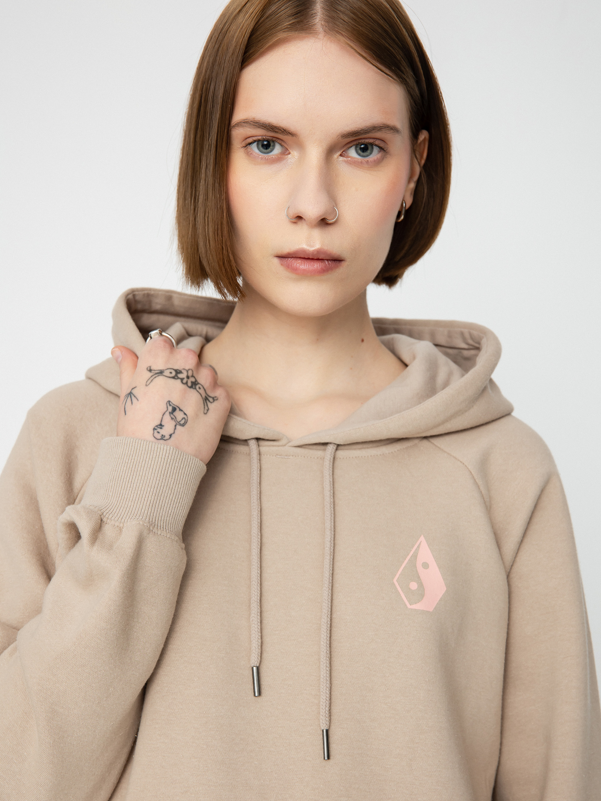 Mikina s kapucňou Volcom Truly Stoked Bf HD Wmn (taupe)