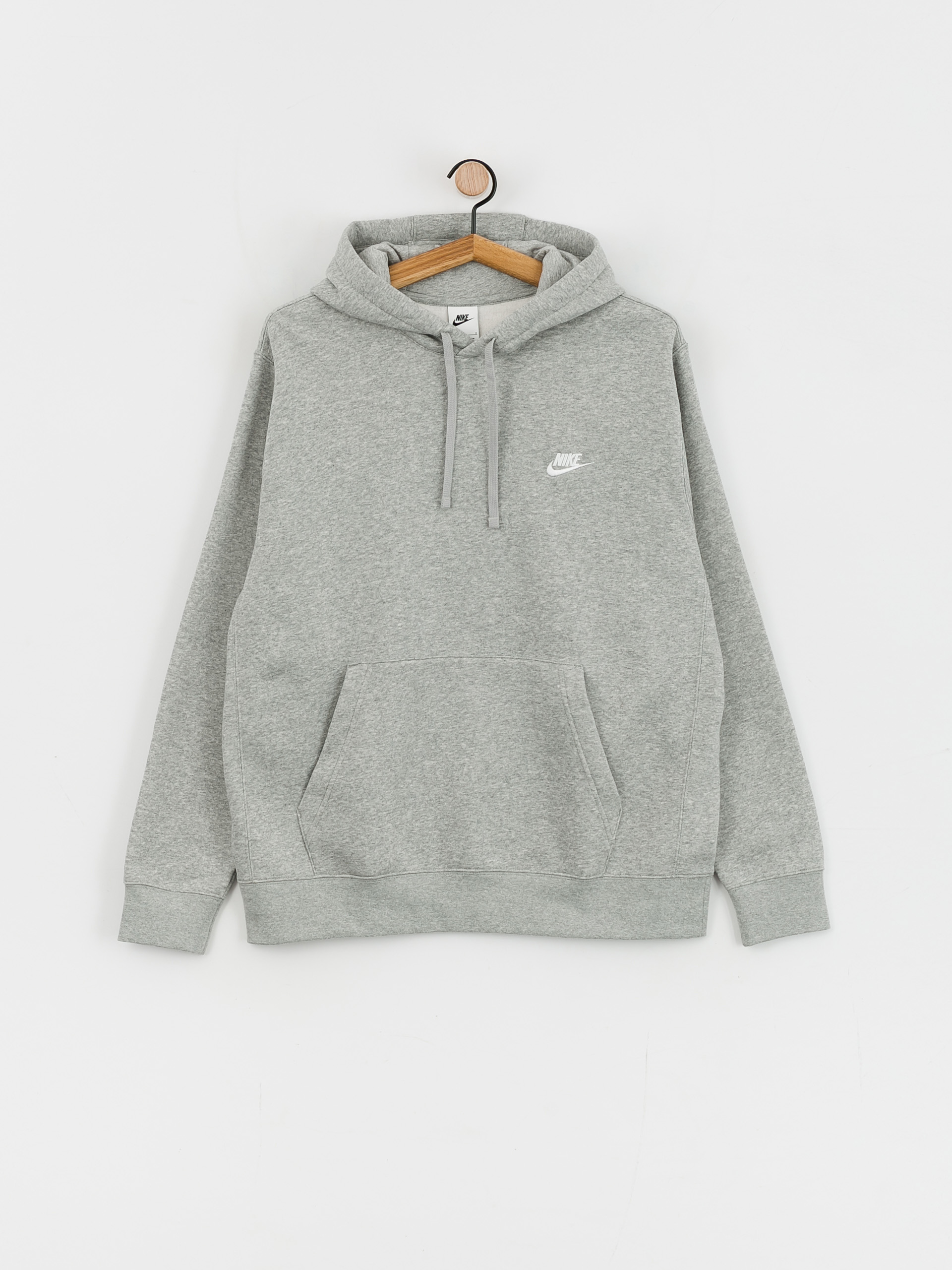 Mikina s kapucňou Nike Club Hoodie Po Bb HD (dk grey heather/matte silver/white)