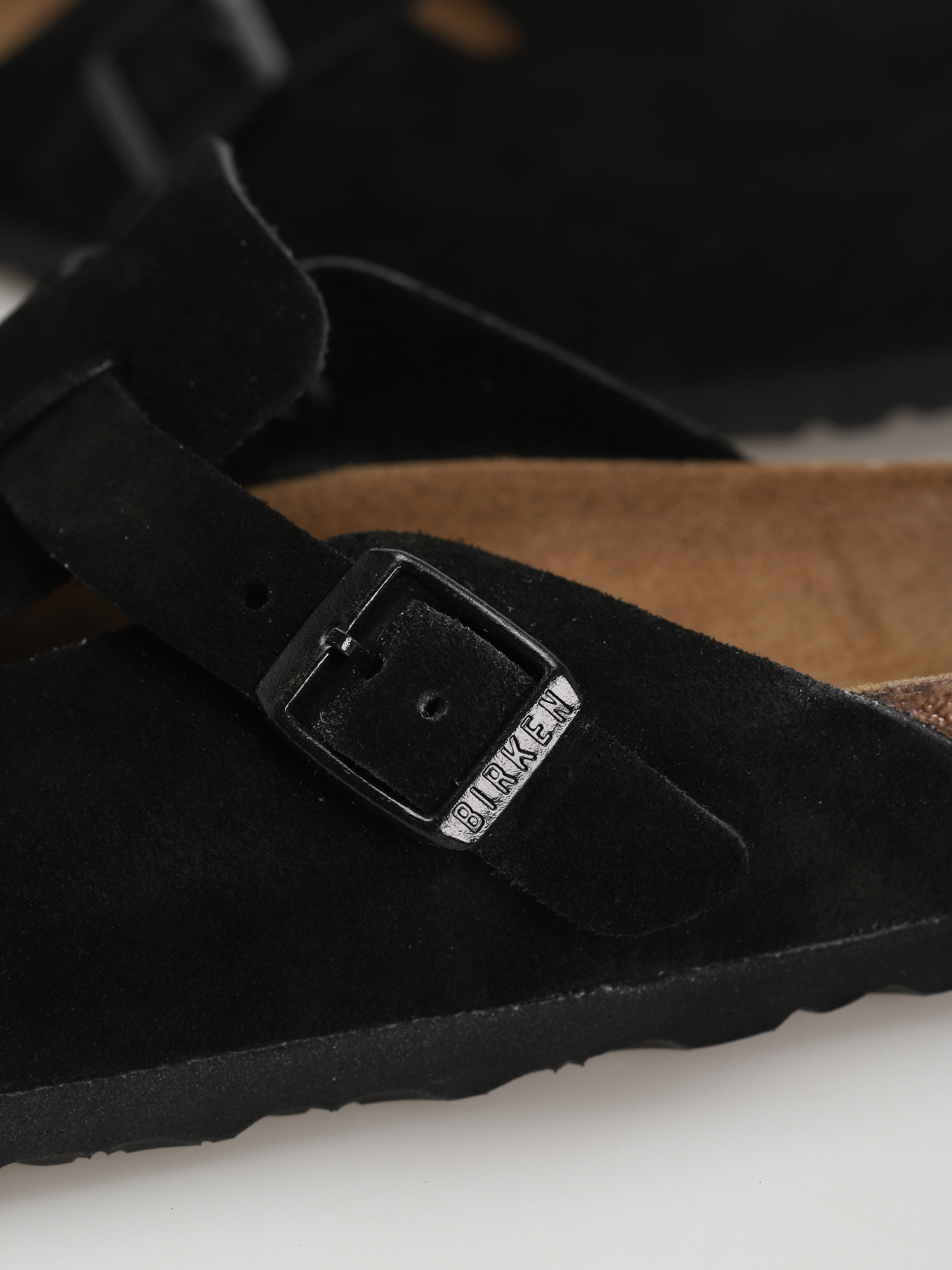 Šľapky Birkenstock Boston SFB Suede Narrow Wmn (black)