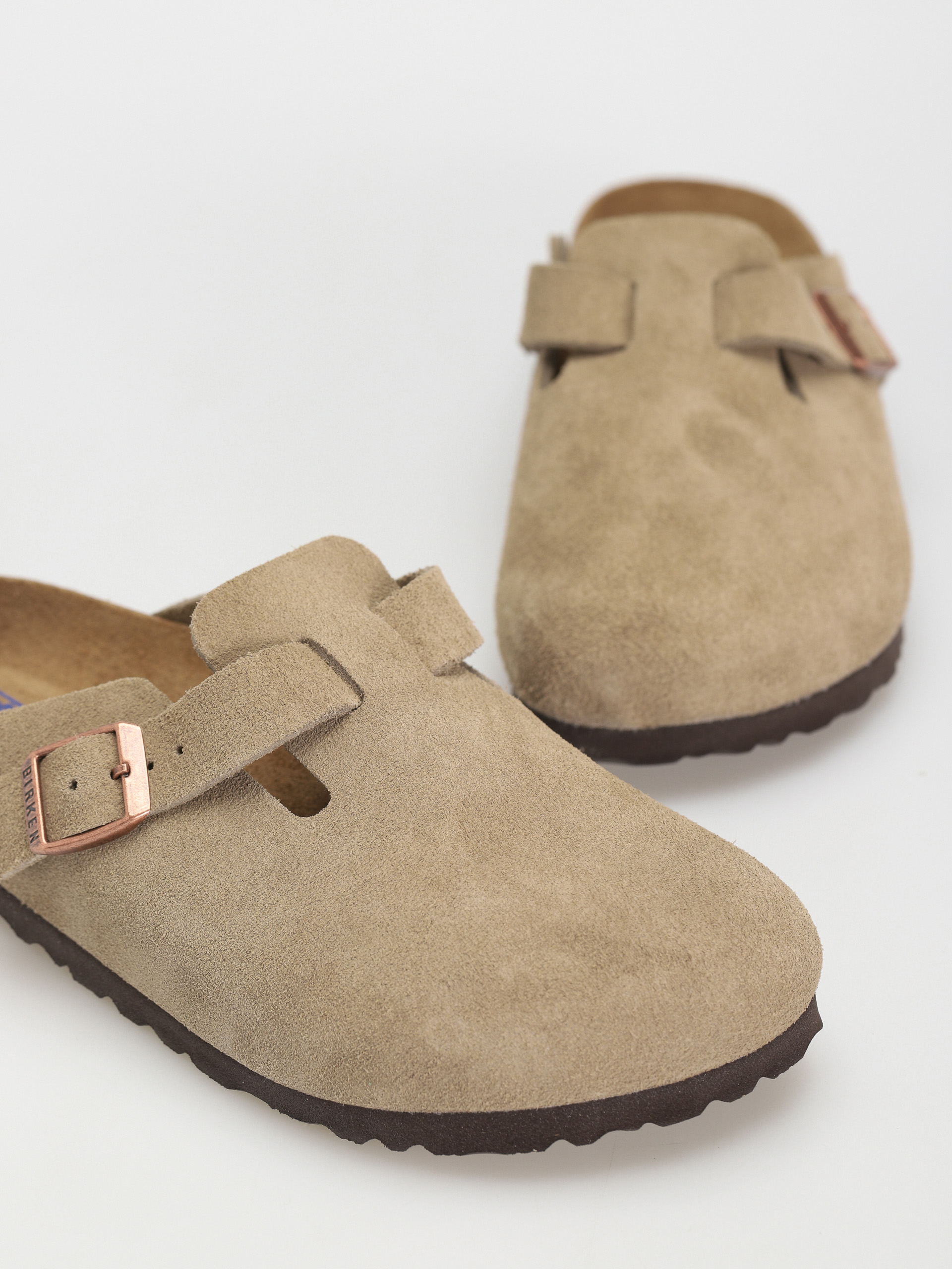 Šľapky Birkenstock Boston SFB Suede Narrow Wmn (taupe)