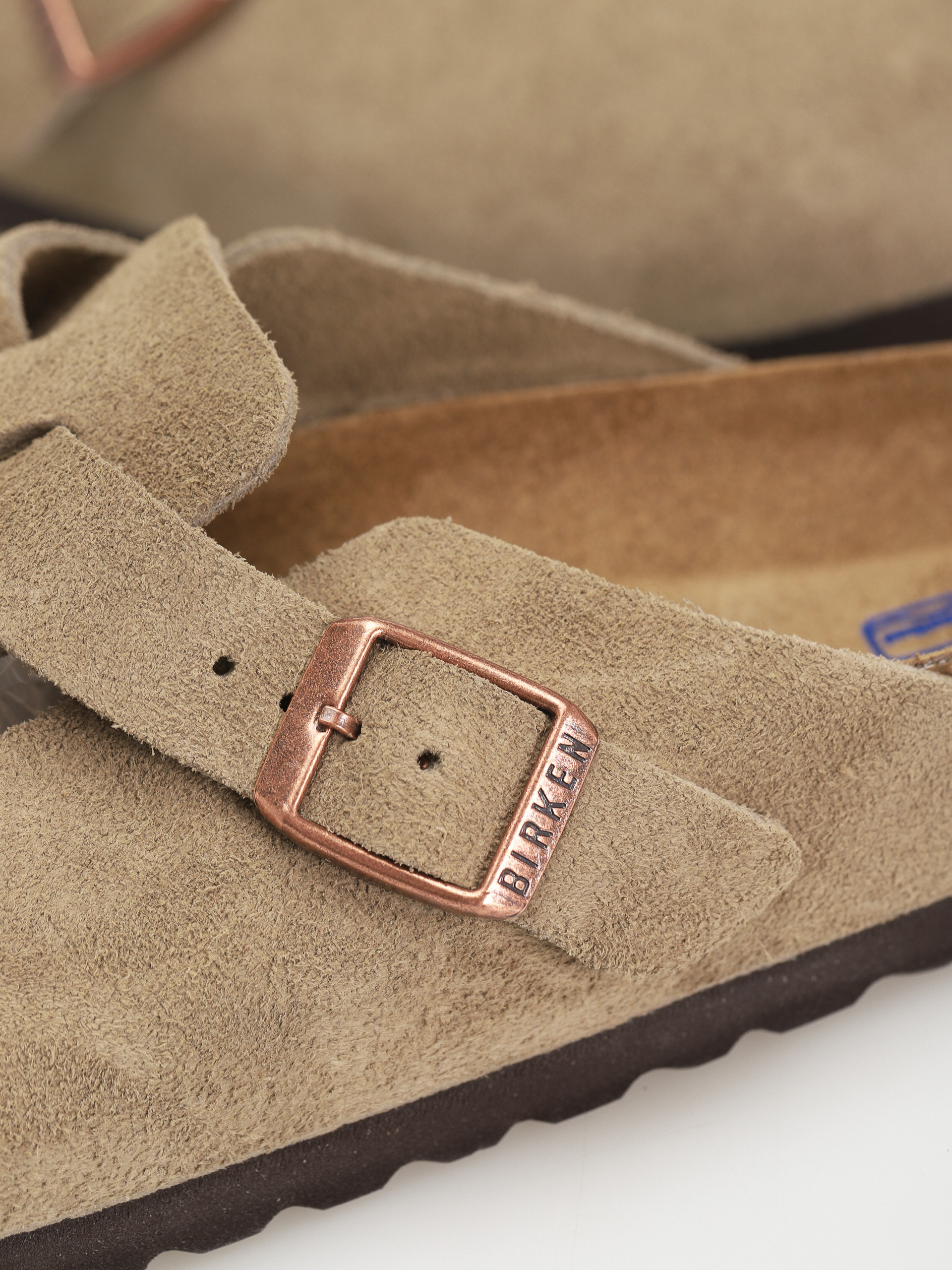 Šľapky Birkenstock Boston Soft Footbed Suede Leather Narrow (taupe)