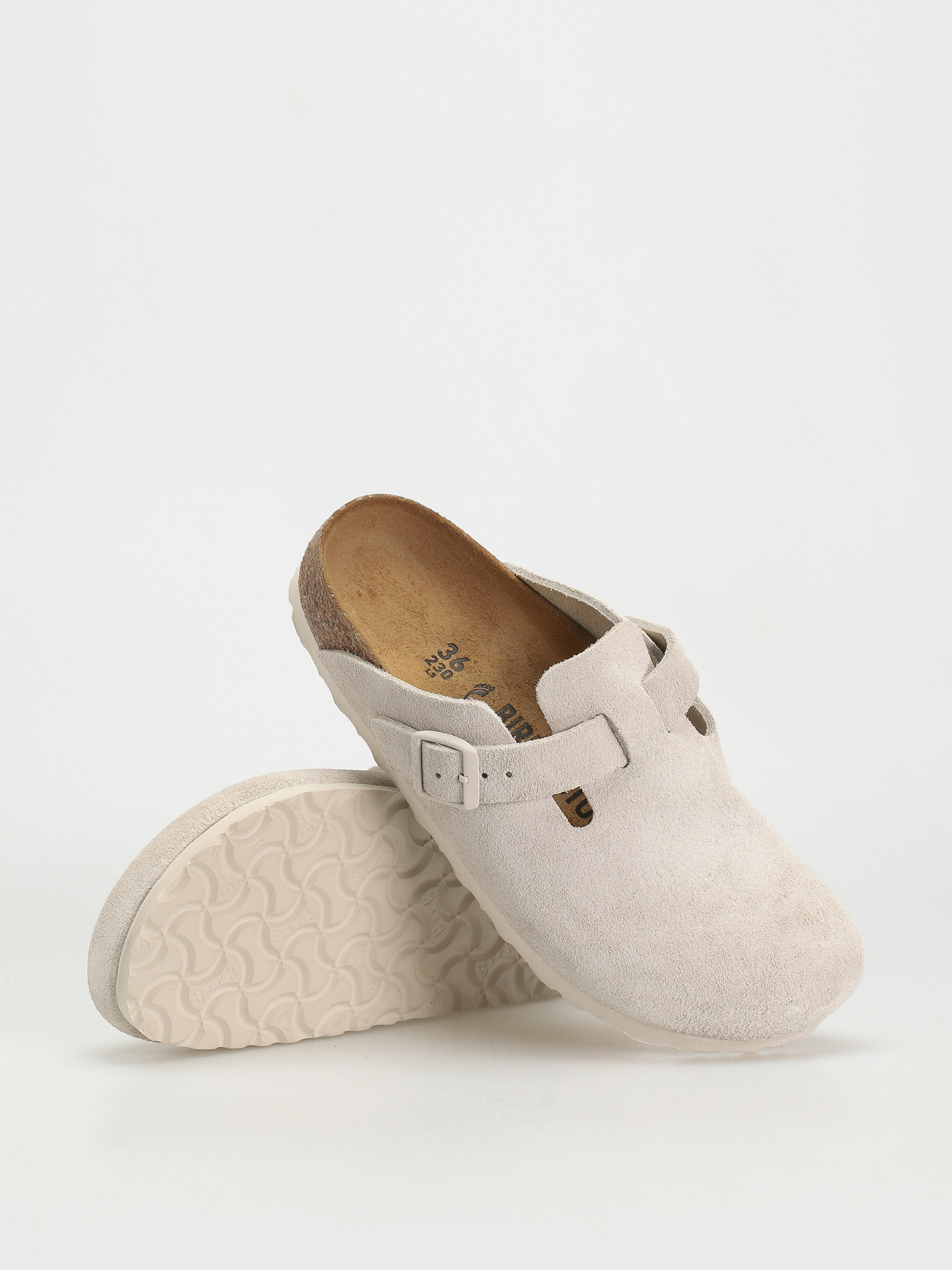 Šľapky Birkenstock Boston Suede Narrow Wmn (modern suede antique white)