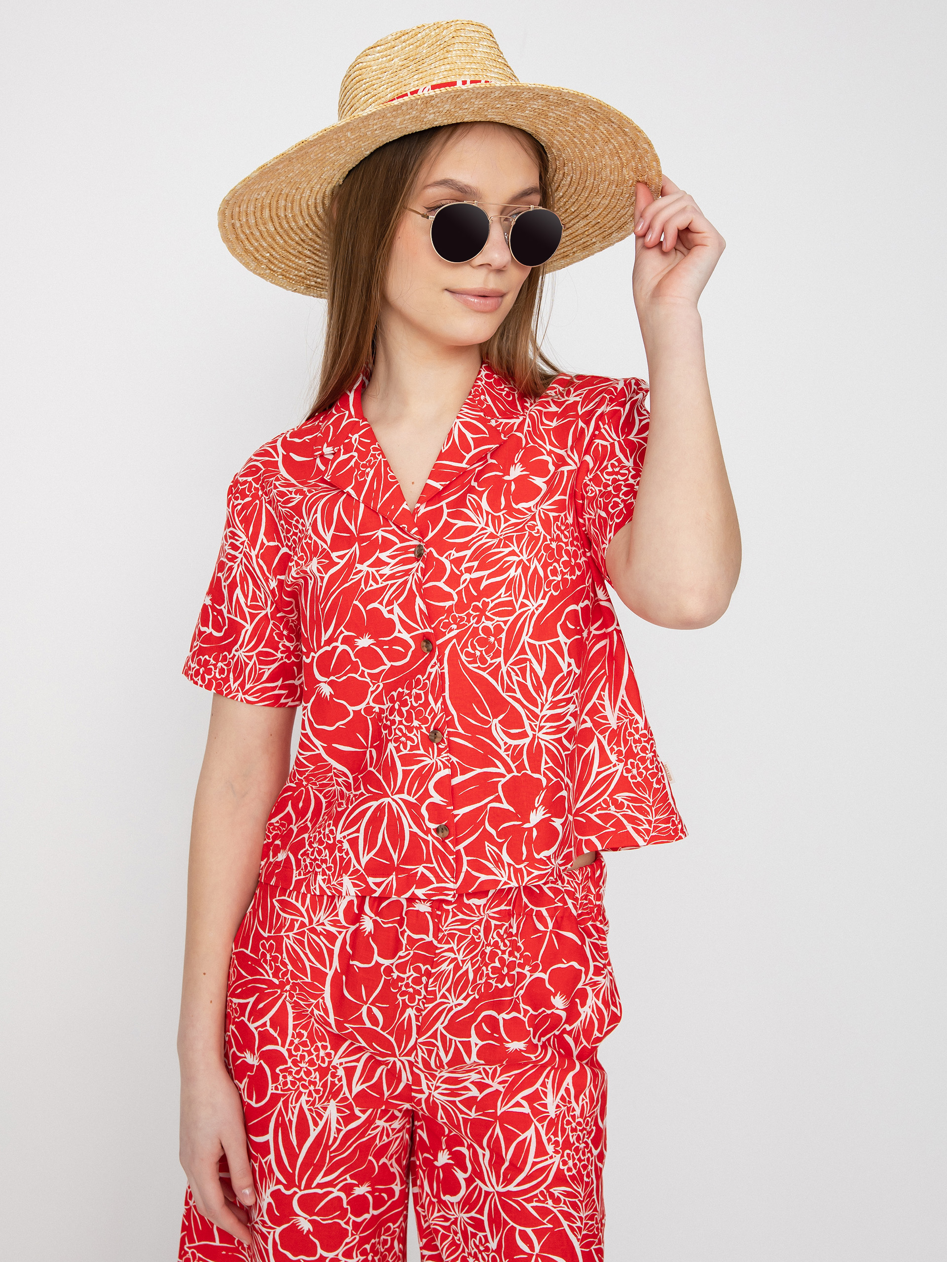 Košeľa Brixton Indo Linen Wmn (aloha red)