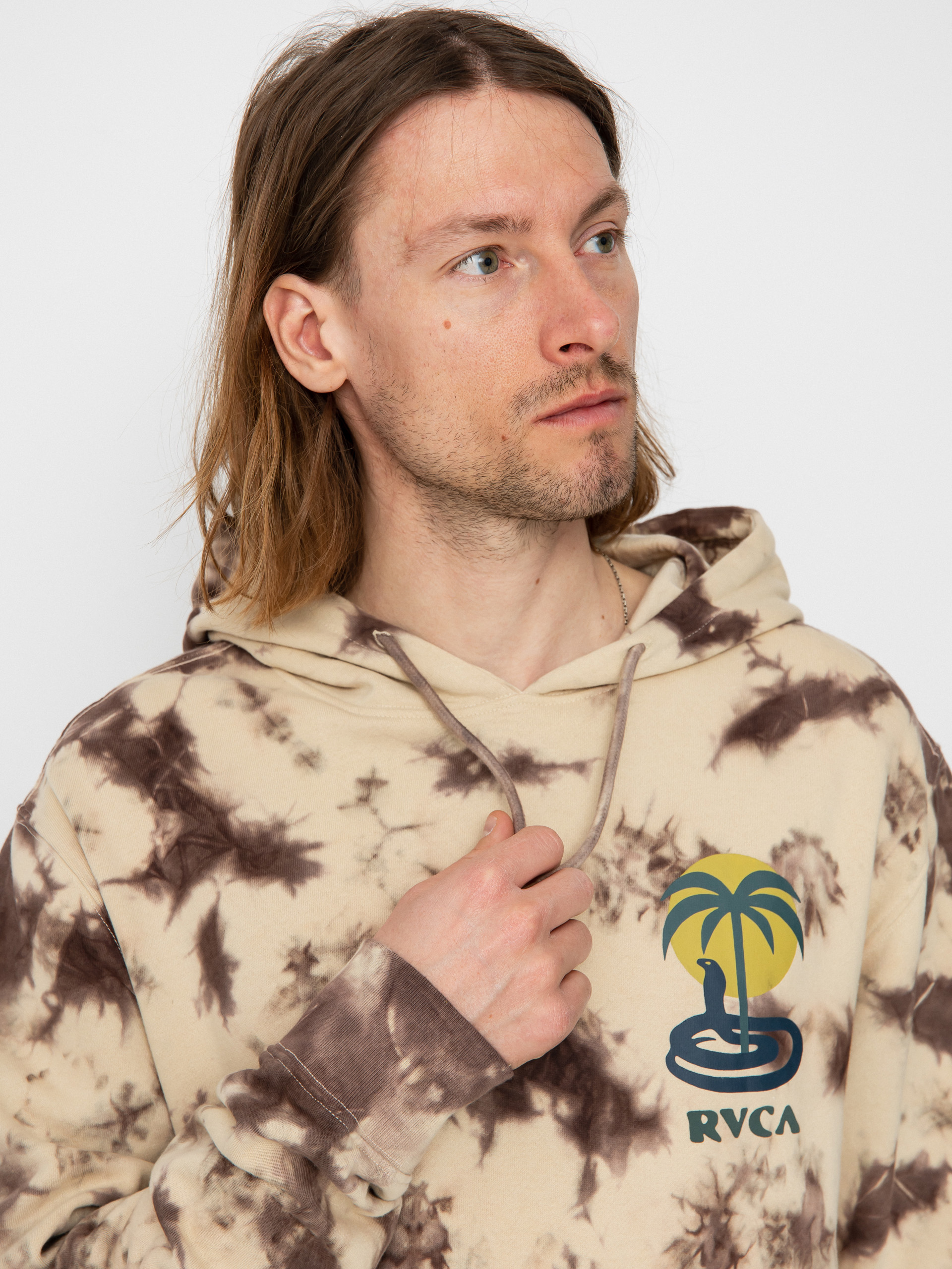 Mikina s kapucňou RVCA Cobra Mirage HD (khaki tie dye)