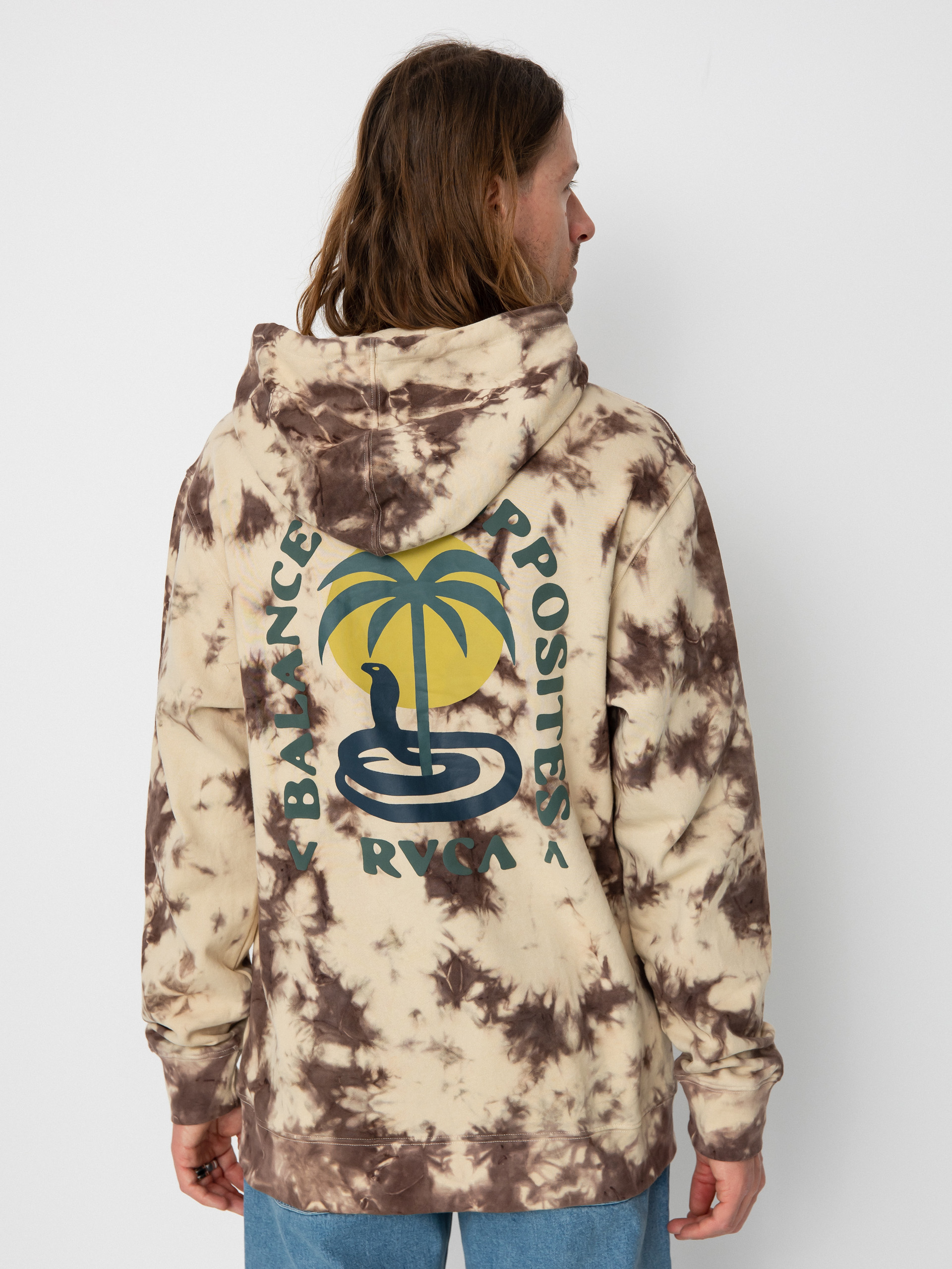Mikina s kapucňou RVCA Cobra Mirage HD (khaki tie dye)
