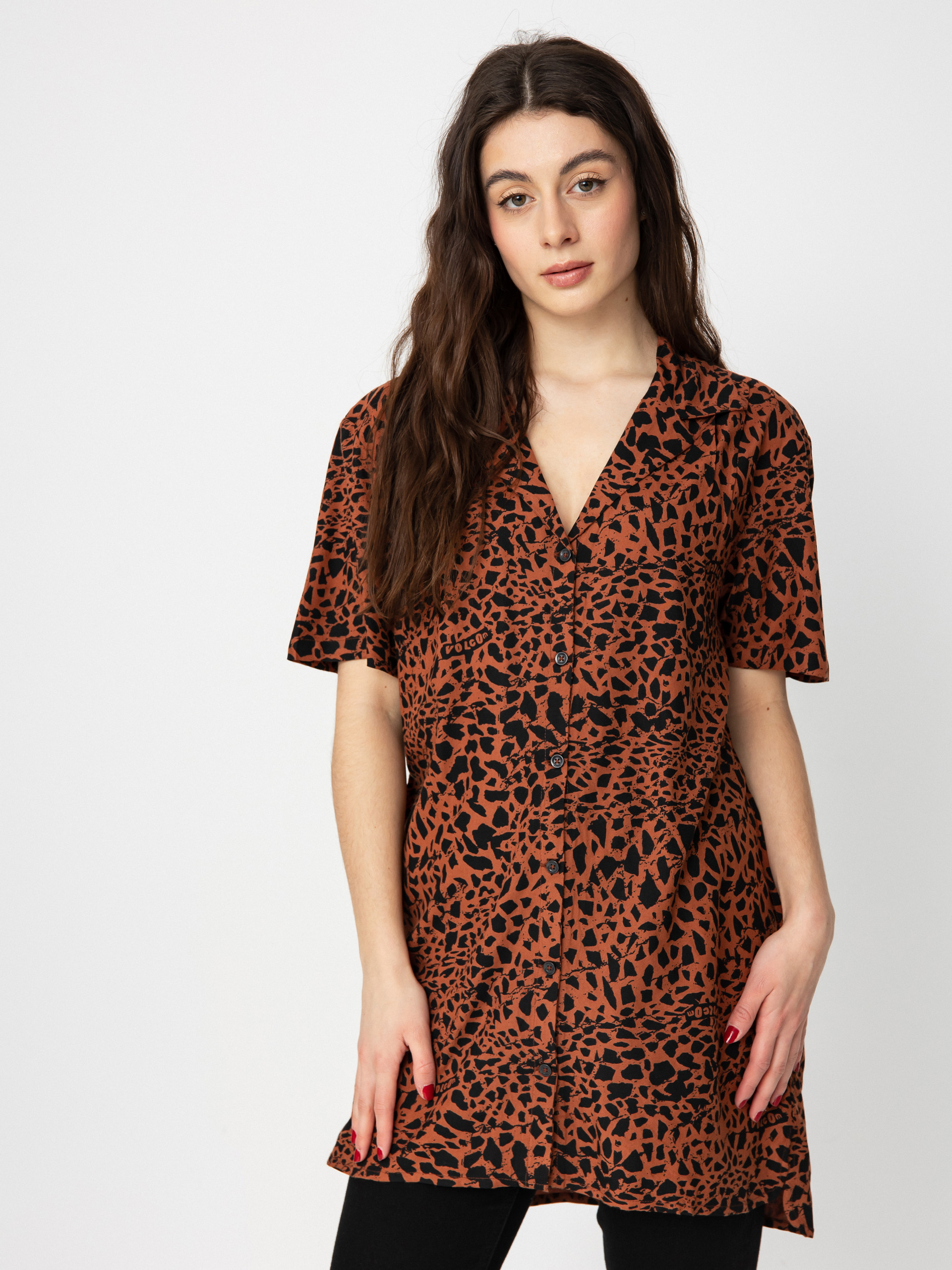 Košeľa Volcom Dino Tea Tunic Wmn (dark clay)