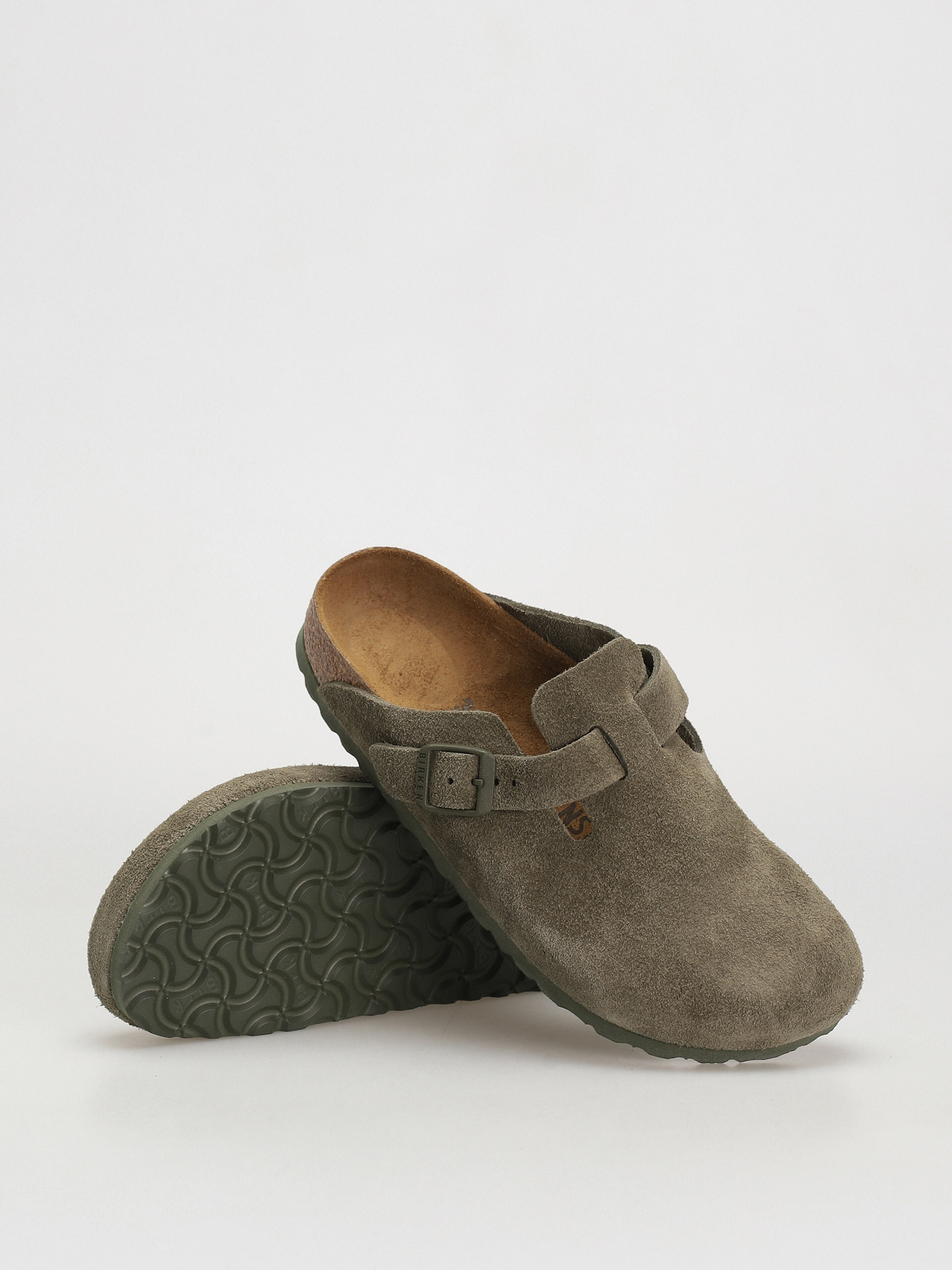 Šľapky Birkenstock Boston SFB Suede Narrow Wmn (modern suede thyme)