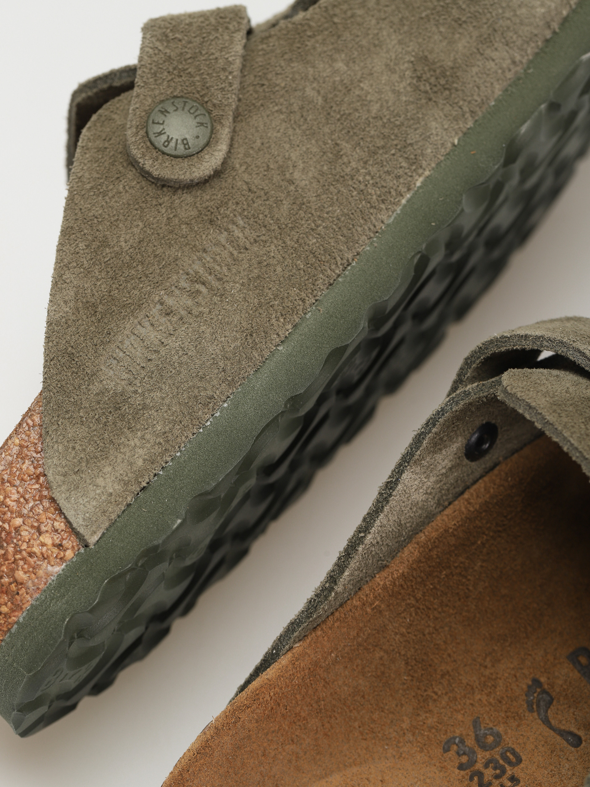 Šľapky Birkenstock Boston SFB Suede Narrow Wmn (modern suede thyme)