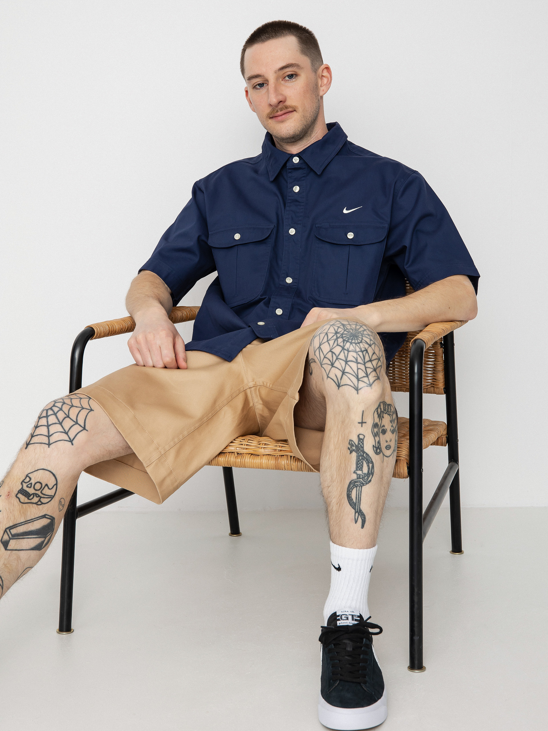 Košeľa Nike SB Tanglin Woven Button Up (midnight navy/coconut milk)