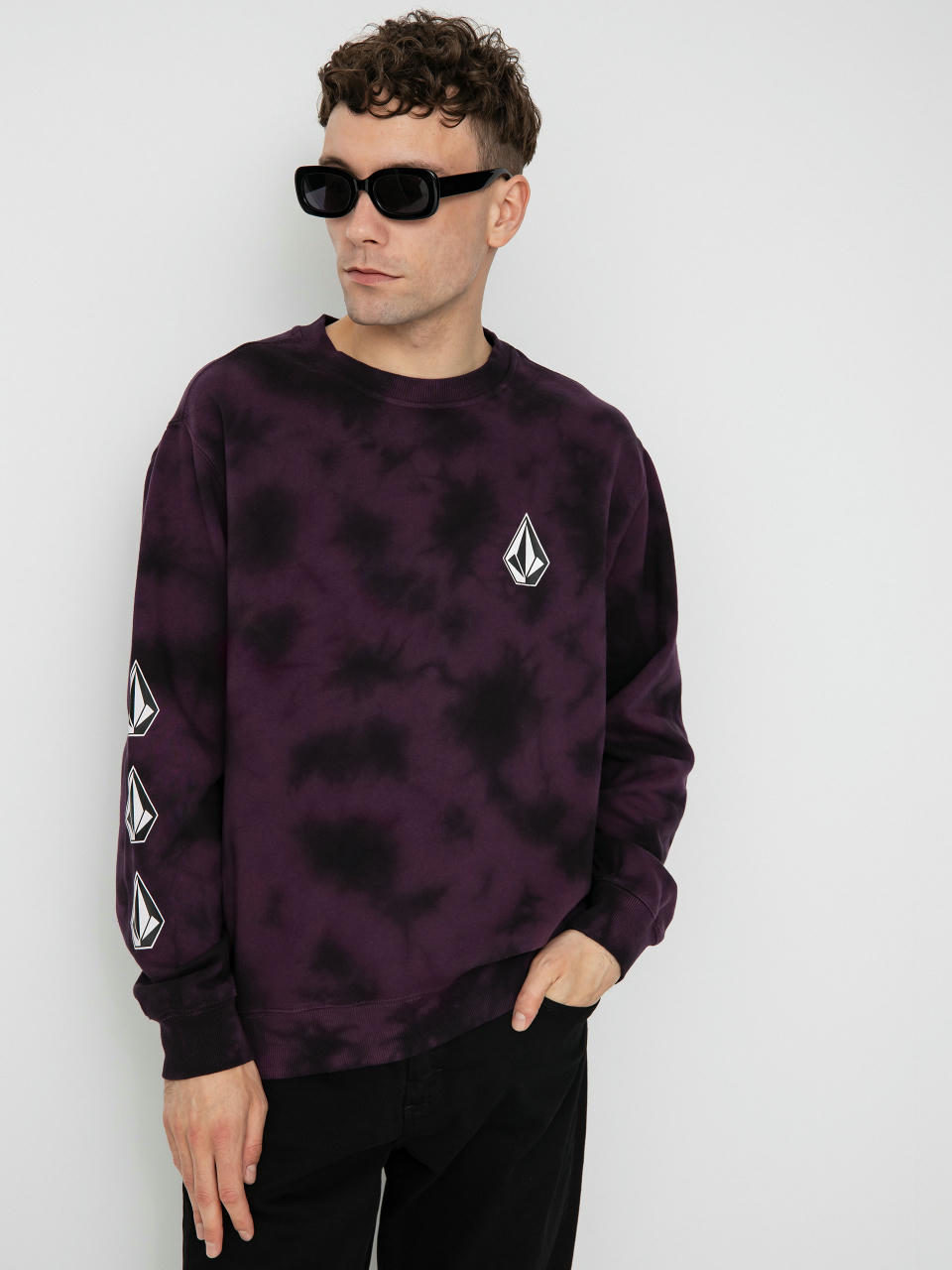 Mikina Volcom Iconic Stone Plus Crew (mulberry)