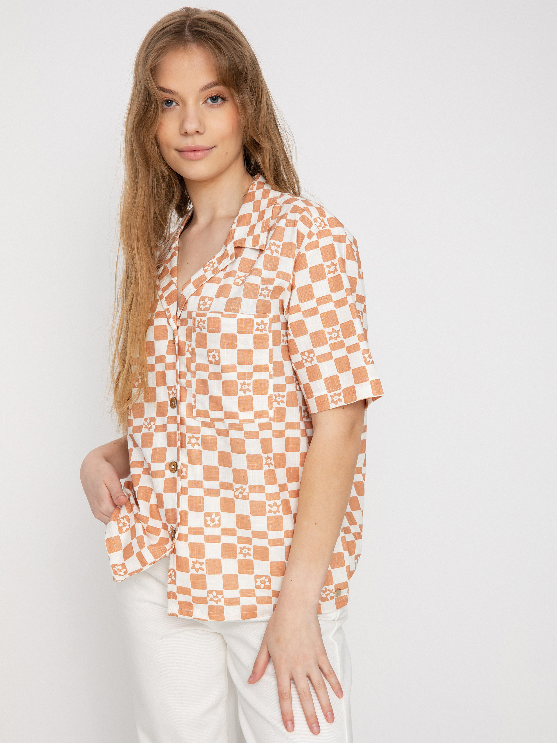 Košeľa Roxy Aloha Sunset Check Wmn (snow white sol power)