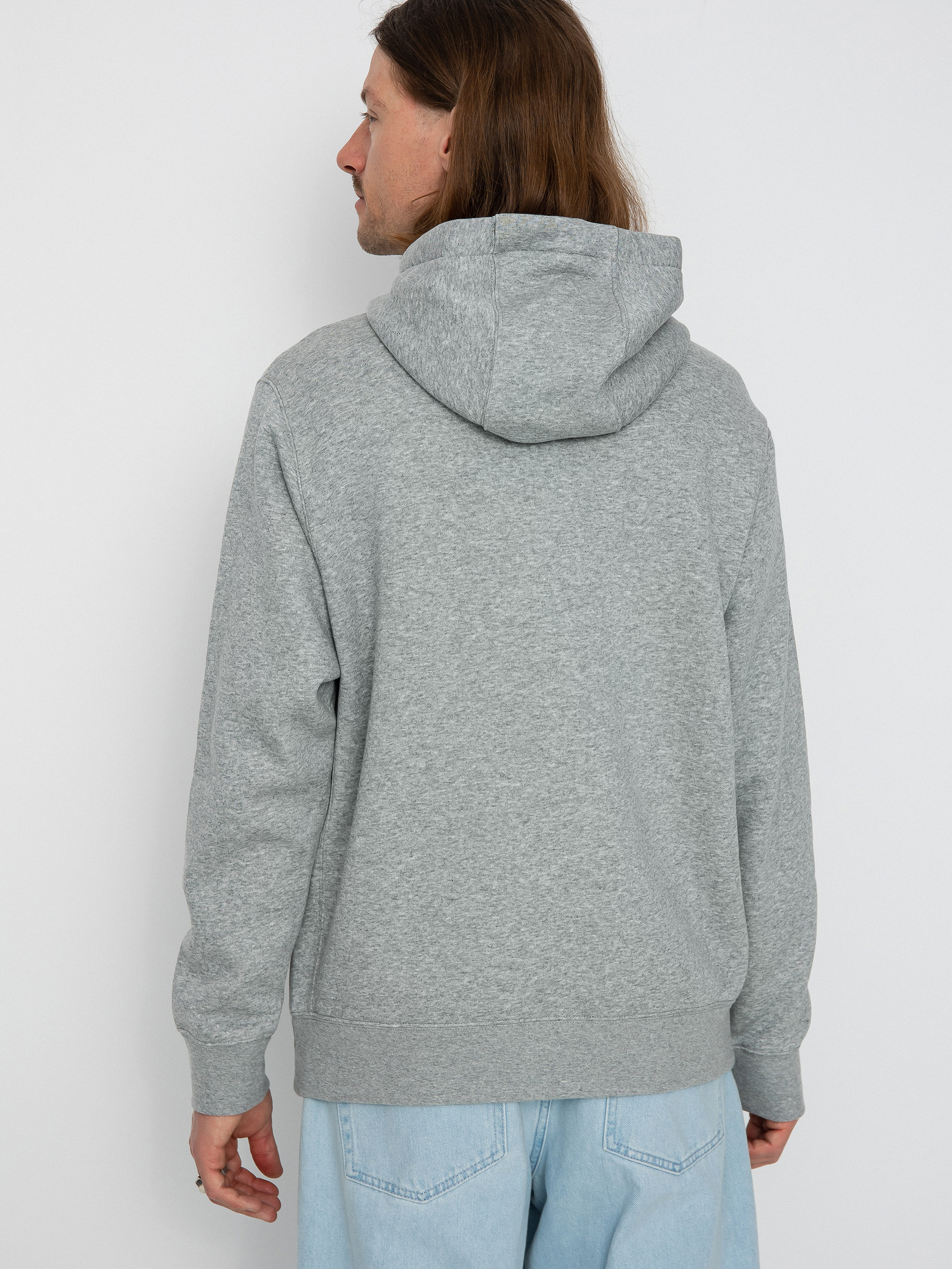 Mikina s kapucňou Nike Club Hoodie Po Bb HD (dk grey heather/matte silver/white)