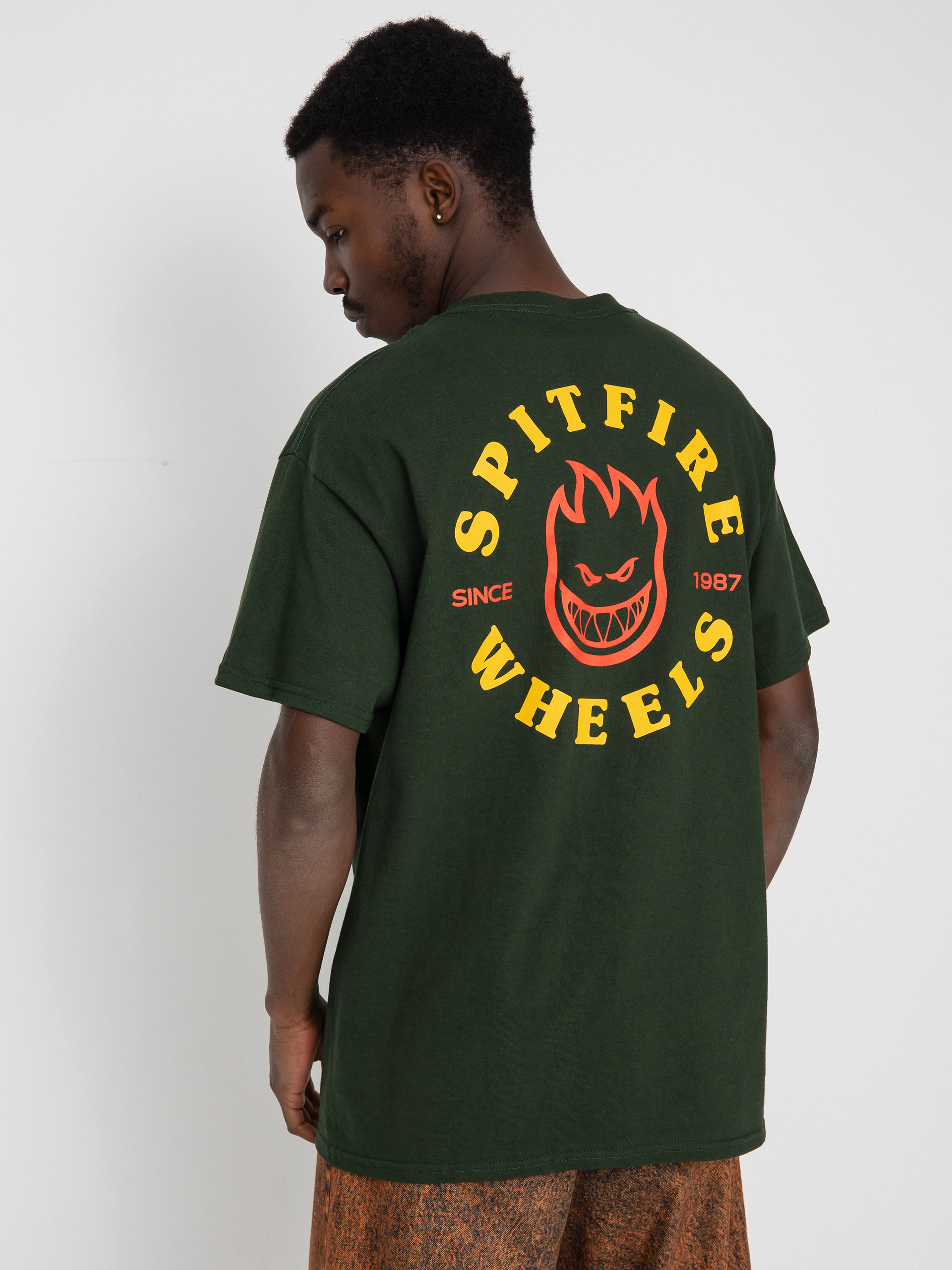 Tričko Spitfire Bighead Classic (forrest green w/gold & red prints)