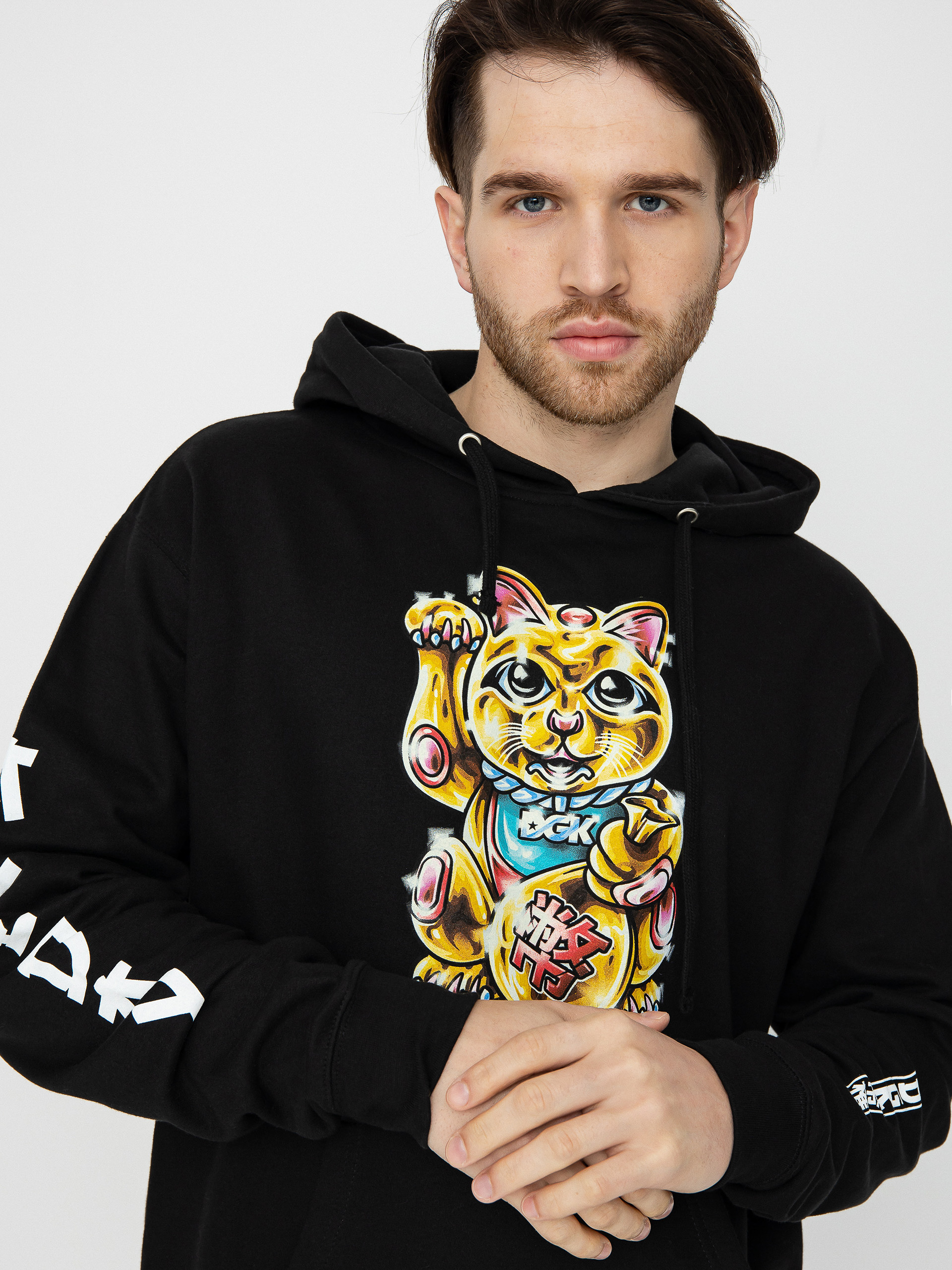 Mikina s kapucňou DGK Golden Cat HD (black)