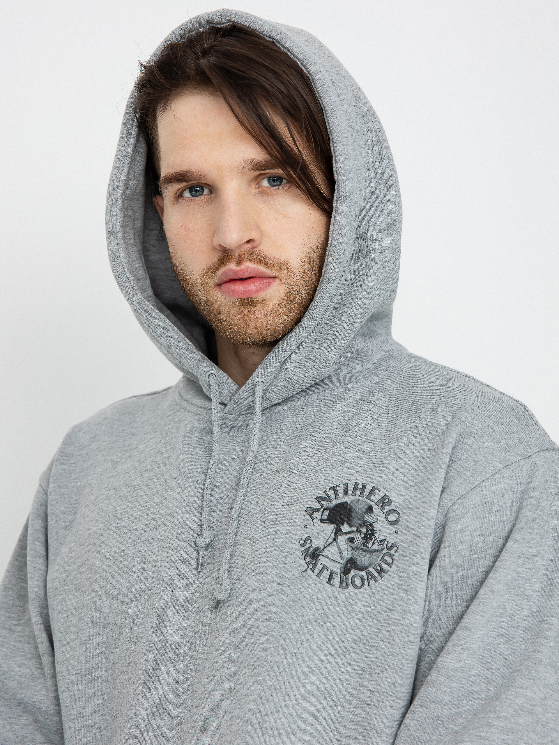 Mikina s kapucňou Antihero Diy Eagle HD (heather grey w/black prints)