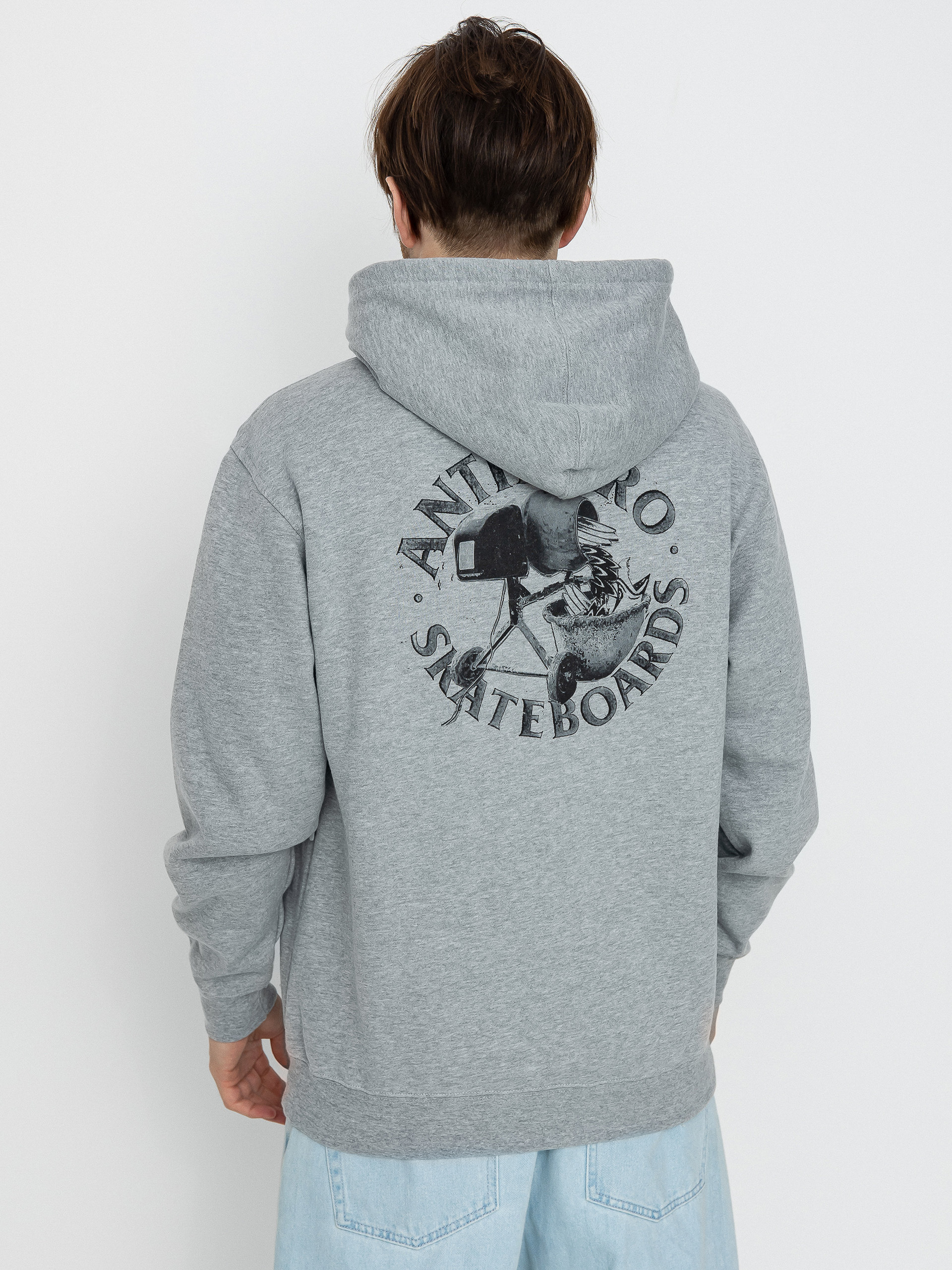 Mikina s kapucňou Antihero Diy Eagle HD (heather grey w/black prints)