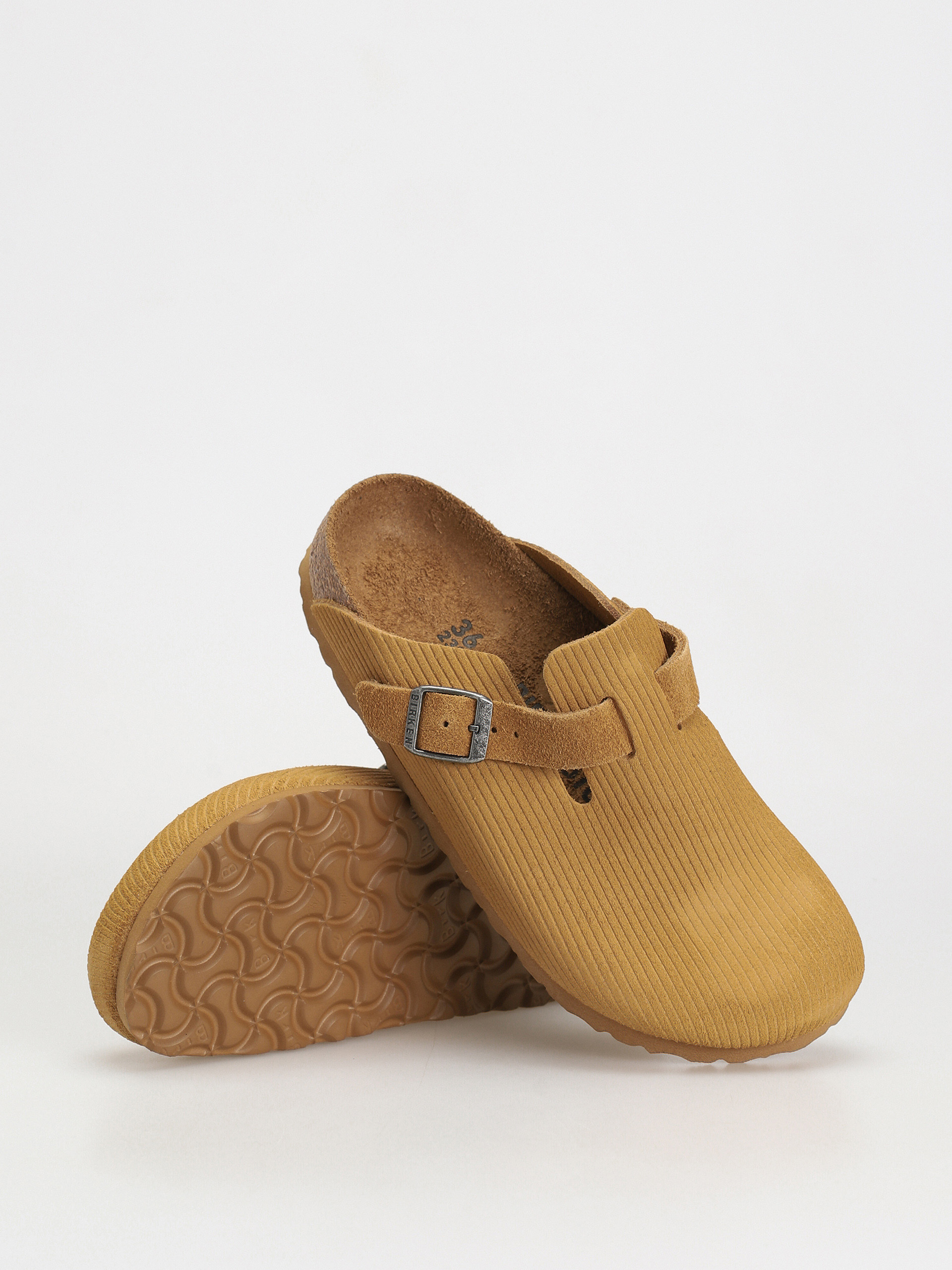 Šľapky Birkenstock Boston Suede Embossed Narrow Wmn (corduroy cork brown)