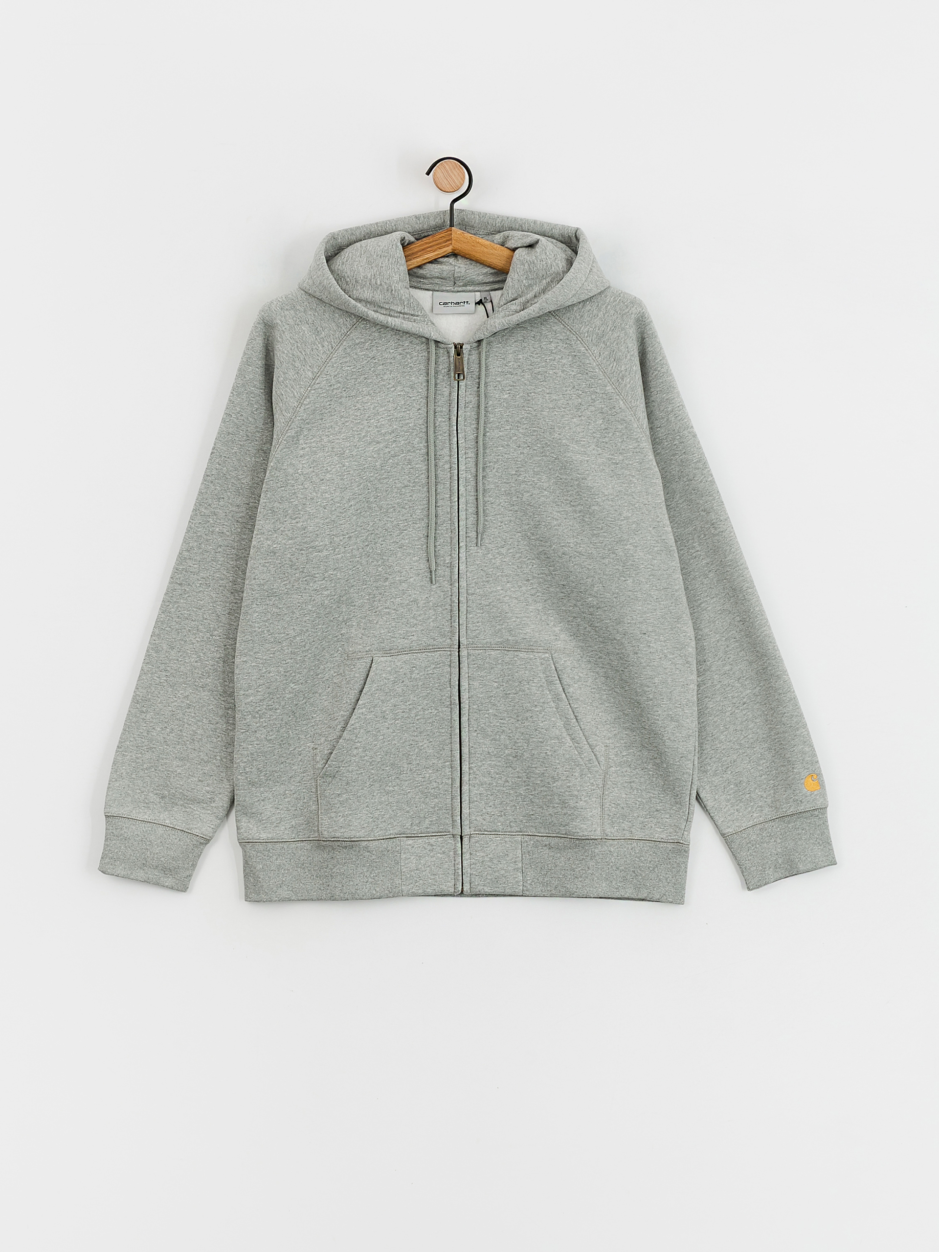 Mikina s kapucňou Carhartt WIP Chase ZHD (grey heather/gold)