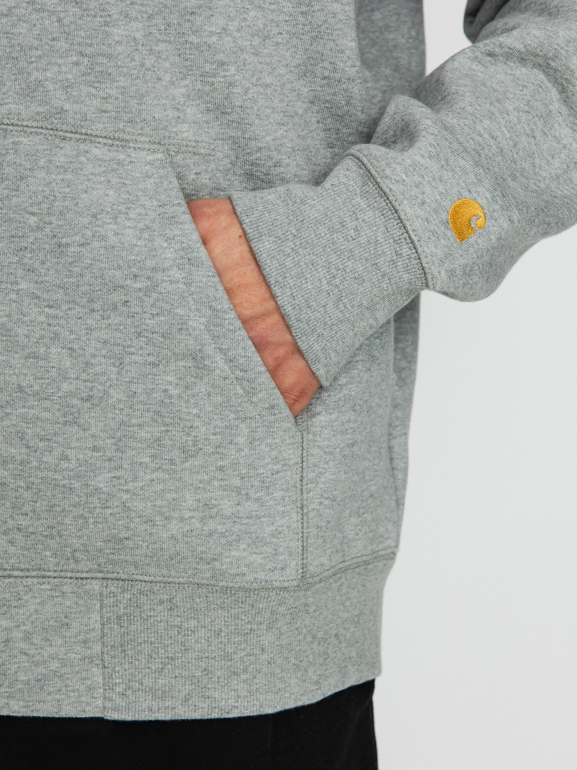 Mikina s kapucňou Carhartt WIP Chase ZHD (grey heather/gold)