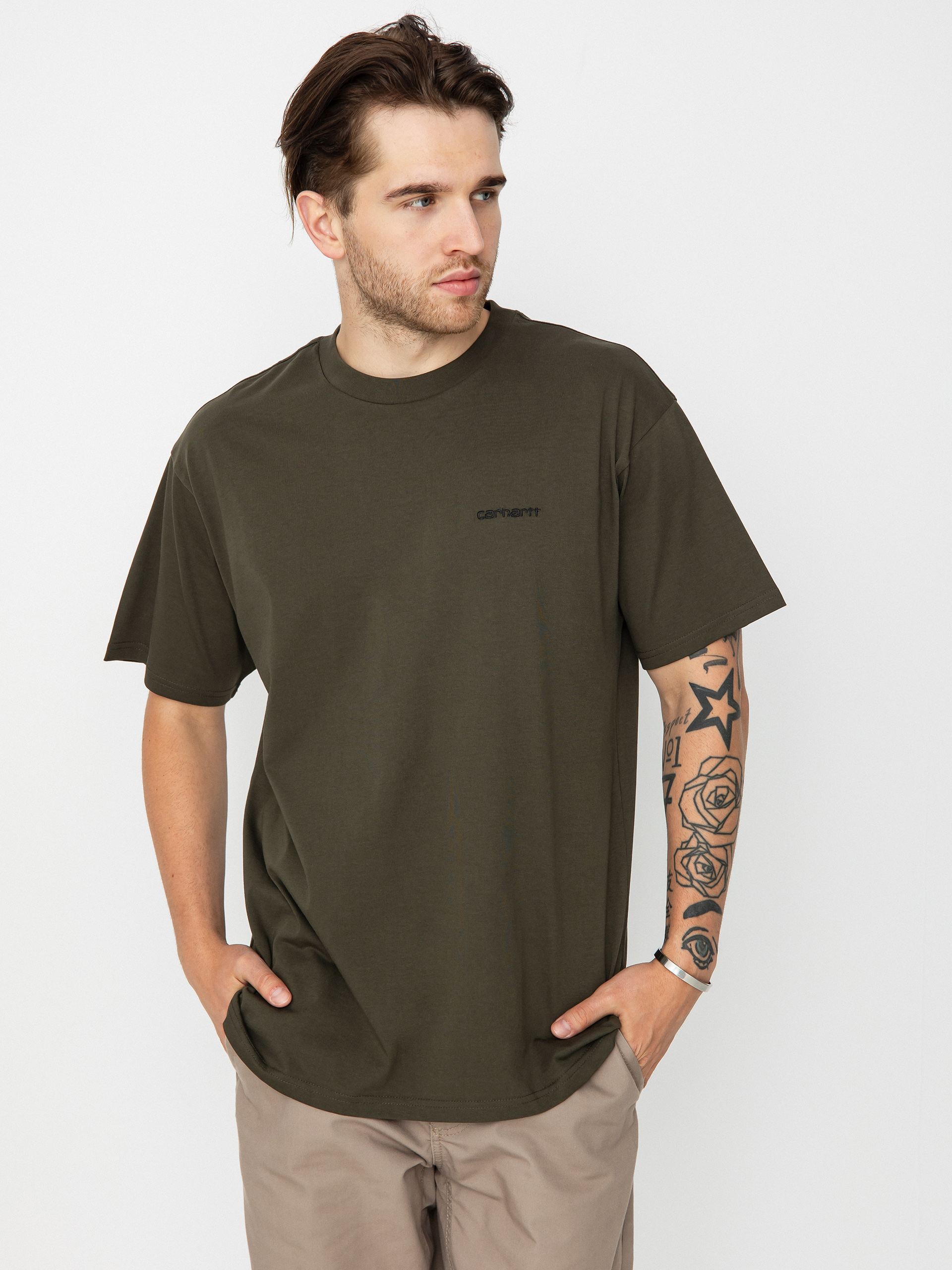 Tričko Carhartt WIP Script Embroidery (cypress/black)