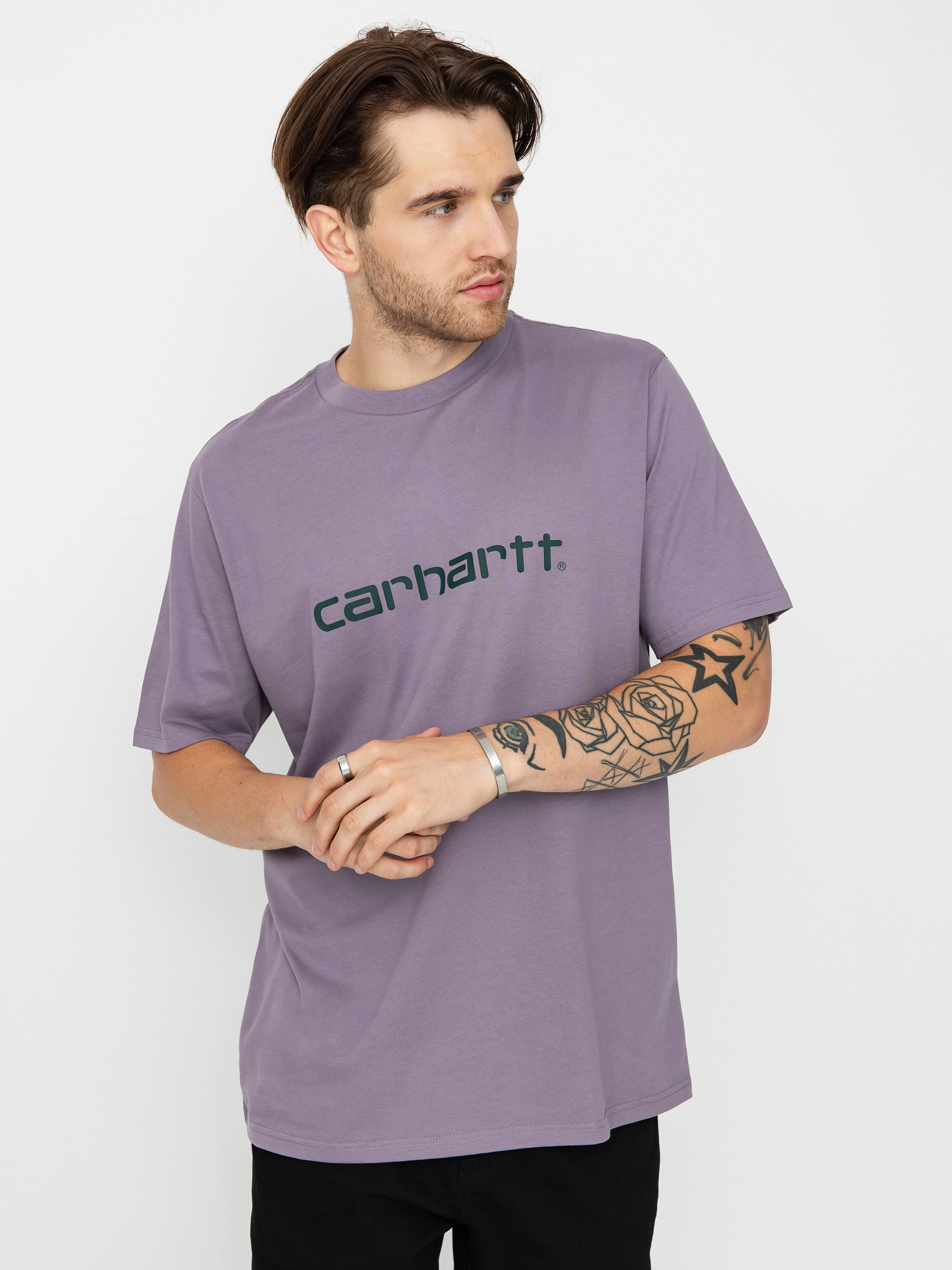 Tričko Carhartt WIP Script (glassy purple/discovery green)