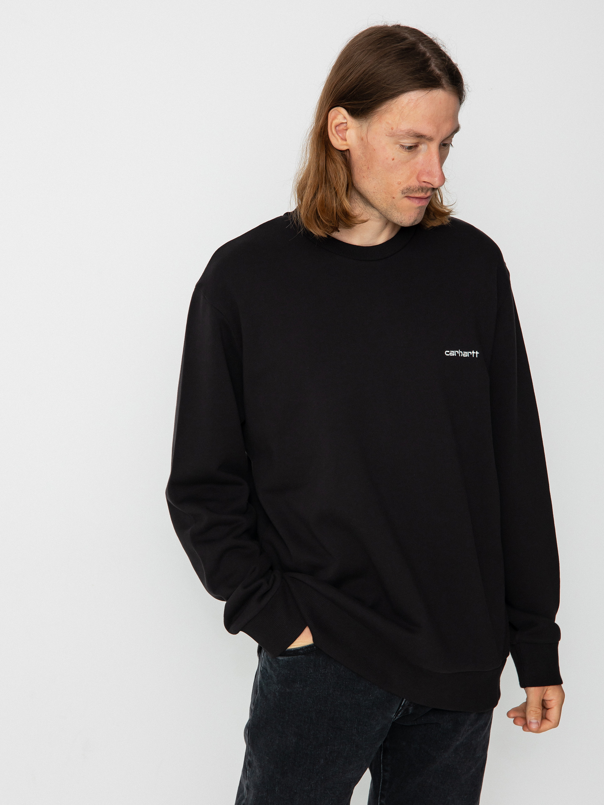 Mikina Carhartt WIP Script Embroidery (black/white)