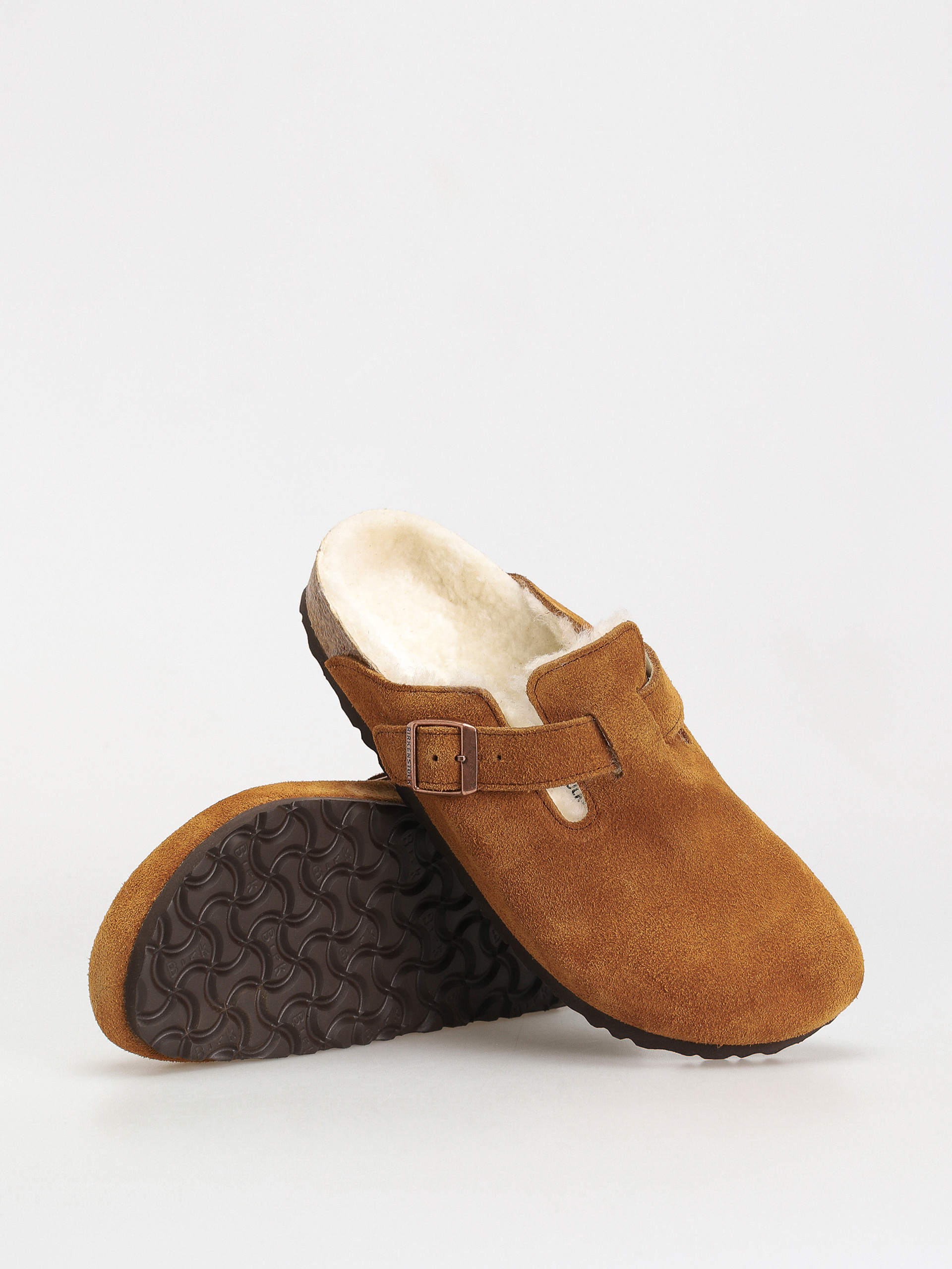 Šľapky Birkenstock Boston Suede Leather Narrow Wmn (mink)
