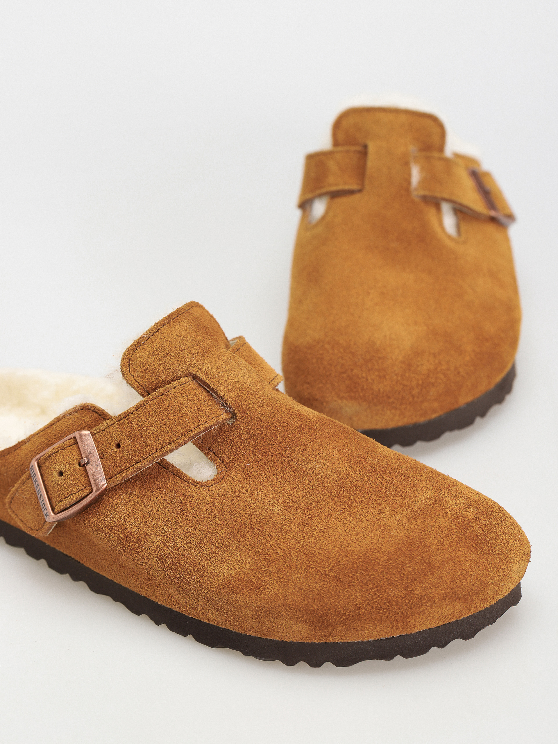 Šľapky Birkenstock Boston Suede Leather Narrow Wmn (mink)