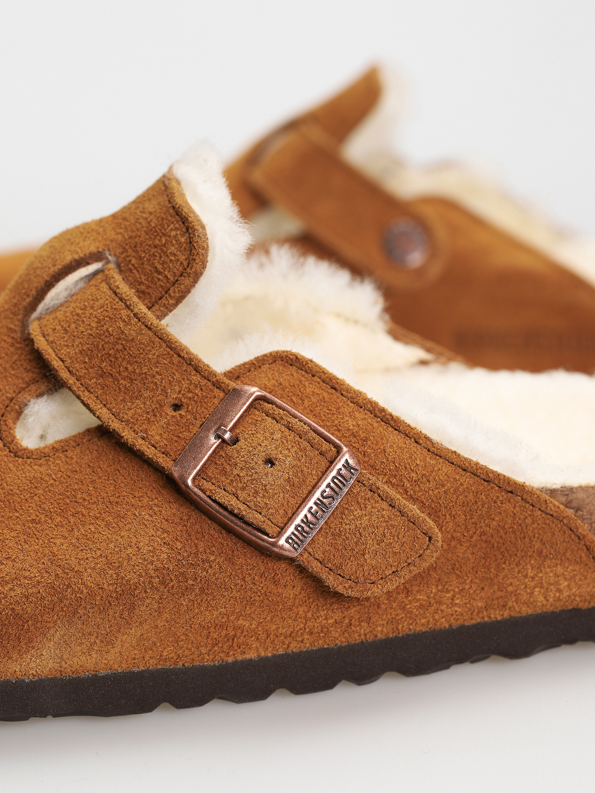 Šľapky Birkenstock Boston Suede Leather Narrow Wmn (mink)